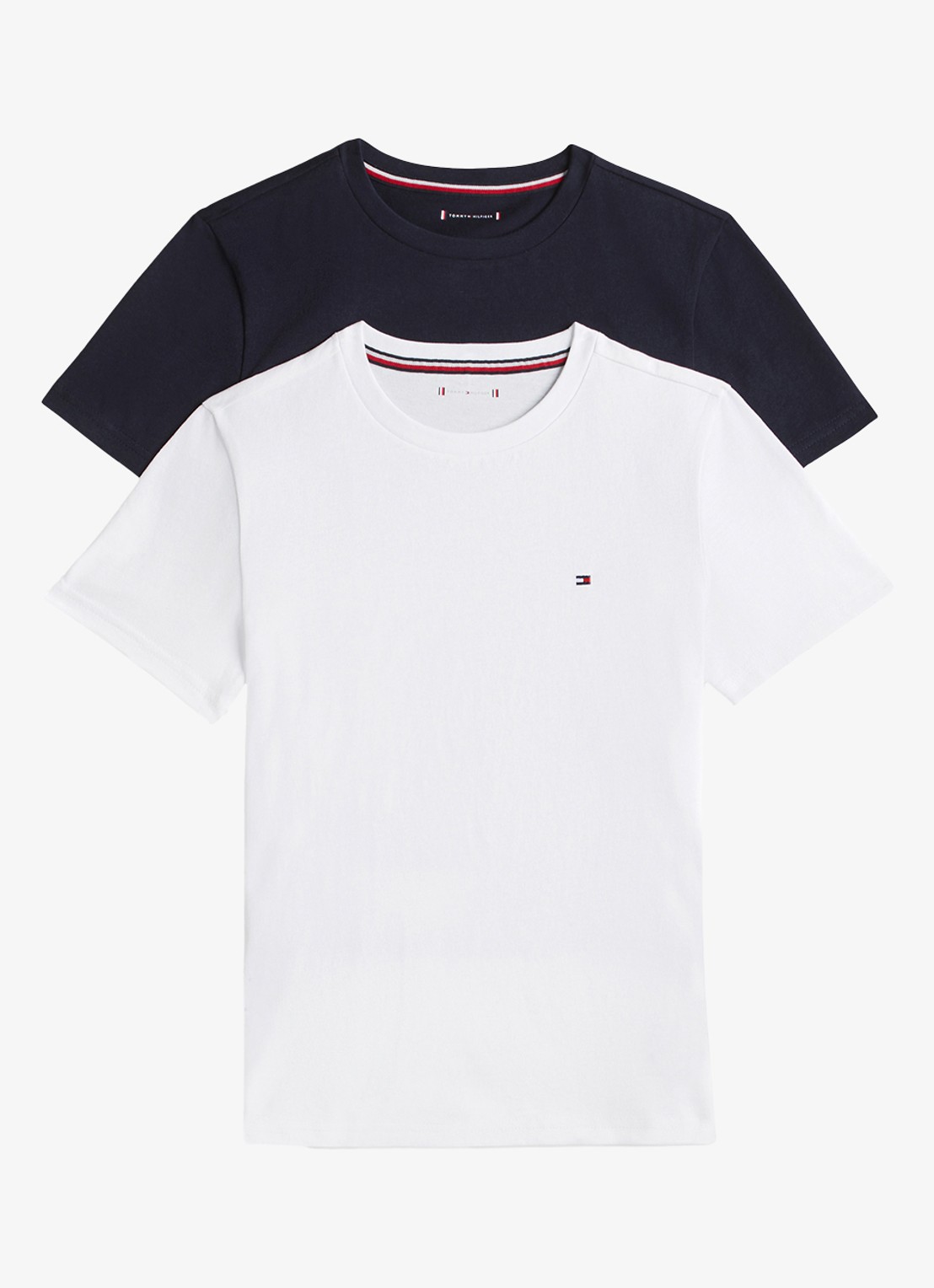Tommy Hilfiger T-shirt met ronde hals in 2-pack - voorkant 6 donkerblauw