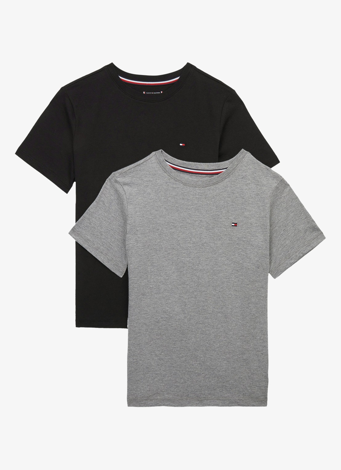 Tommy Hilfiger T-shirt met ronde hals in 2-pack - detail grijsmele