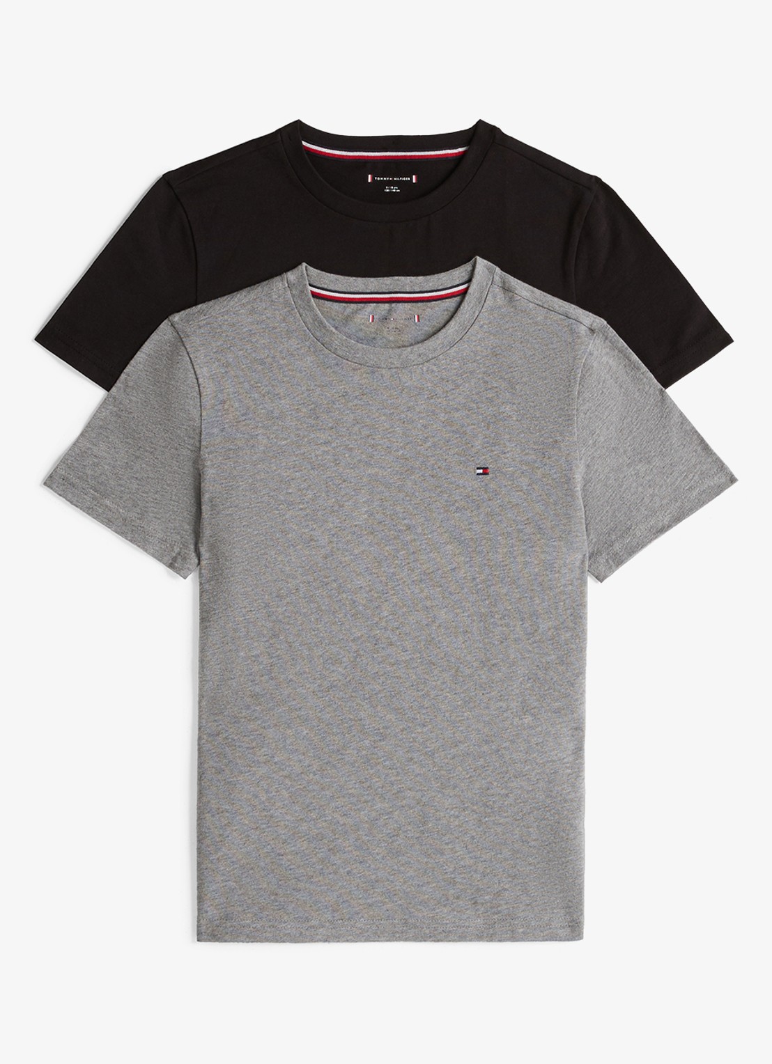 Tommy Hilfiger T-shirt met ronde hals in 2-pack - voorkant 3 grijsmele