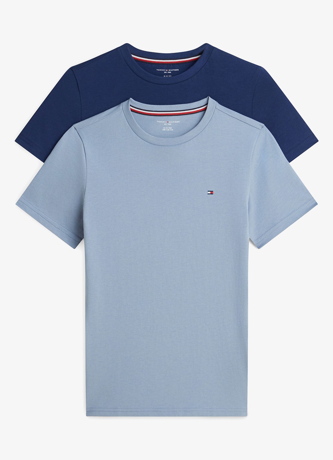 Tommy Hilfiger T-shirt met ronde hals in 2-pack - voorkant 2 brisk blue