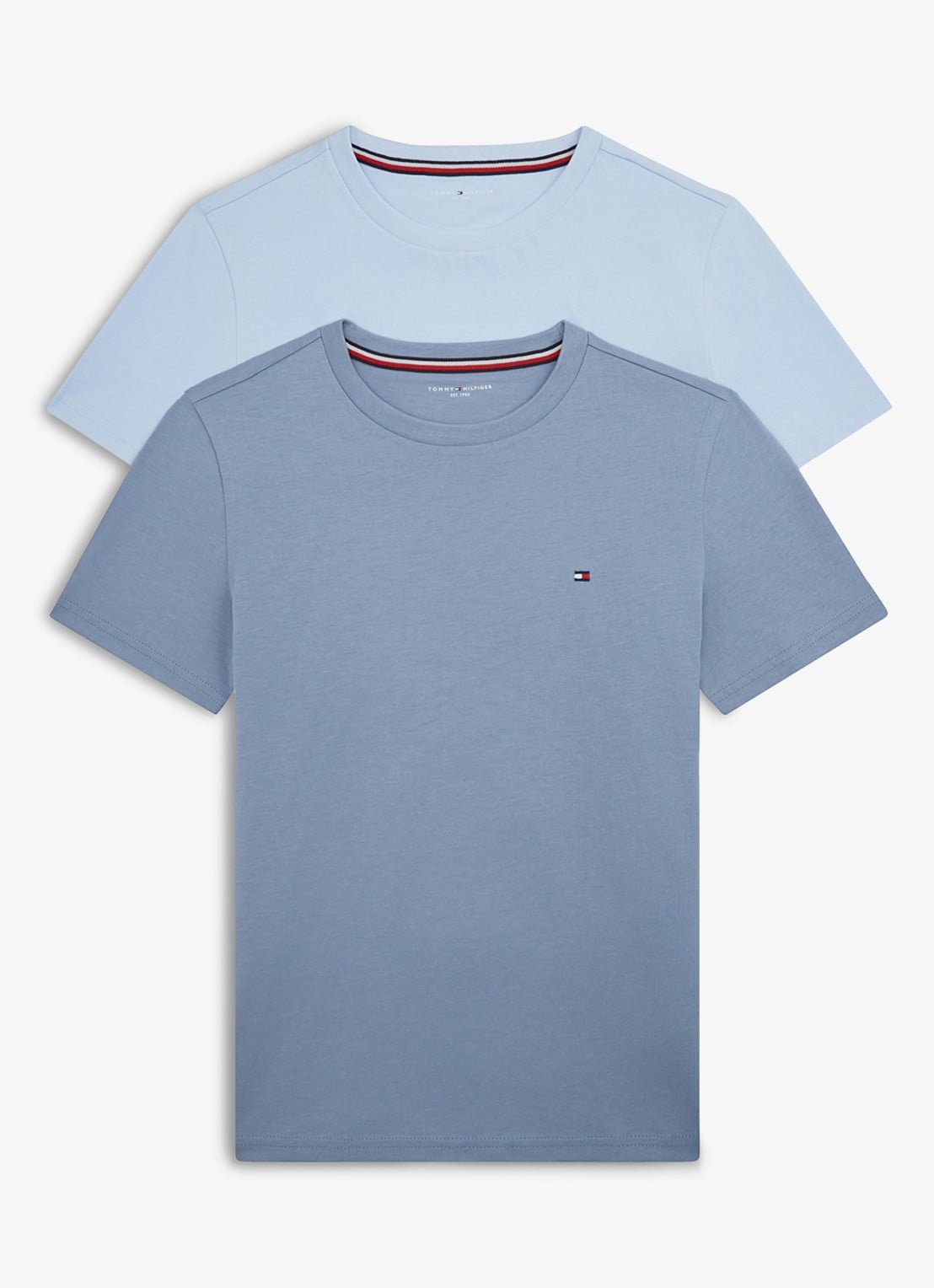 Tommy Hilfiger T-shirt met ronde hals in 2-pack - voorkant sweet blue