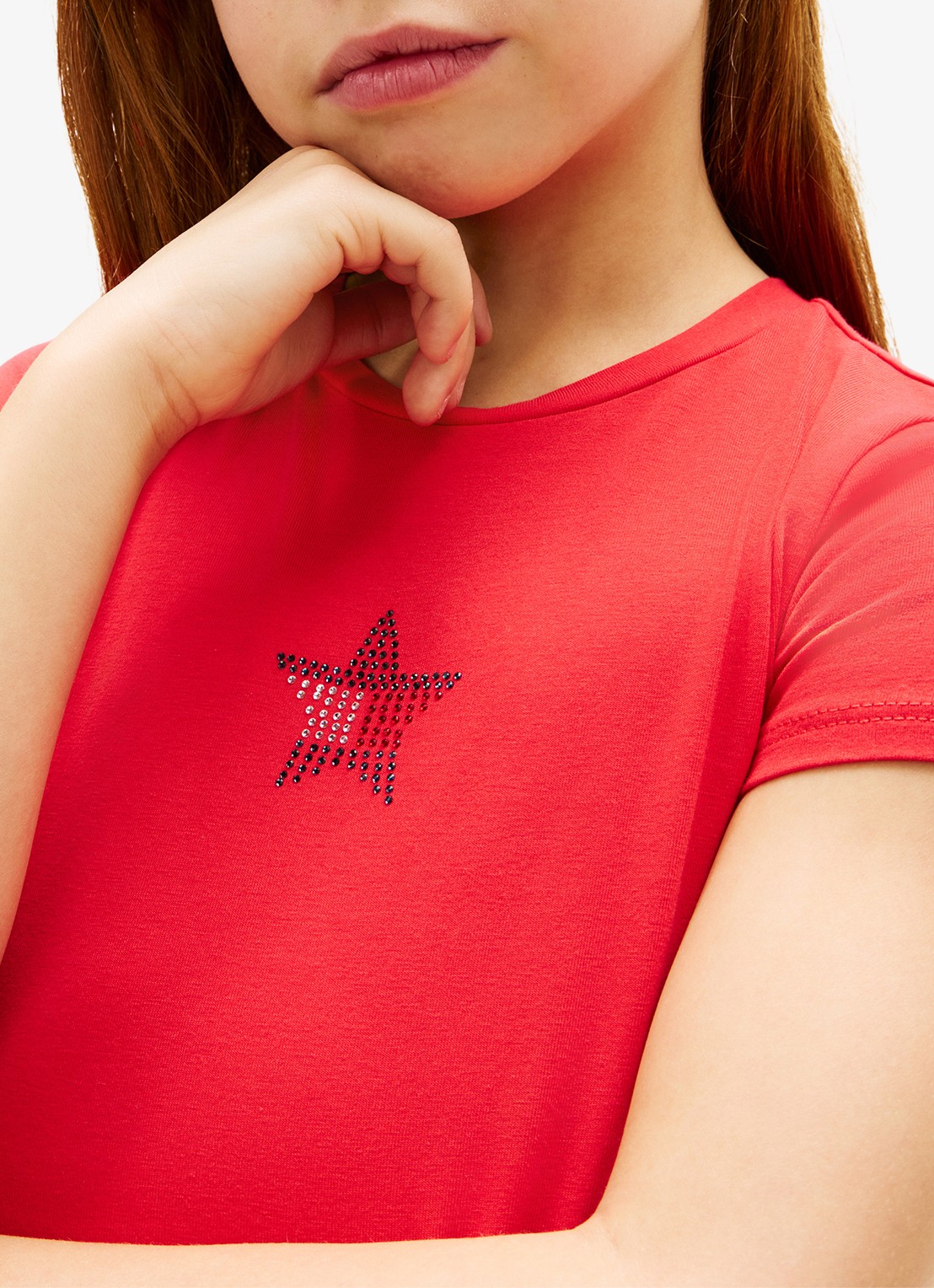 Tommy Hilfiger T-shirt met strass - detail 4 rood