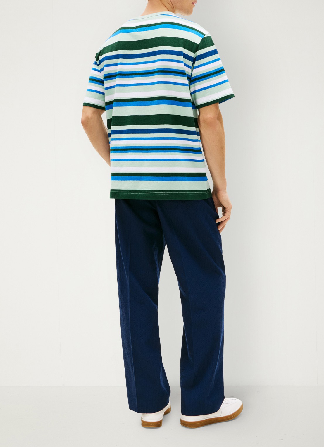 Tommy Hilfiger T-shirt met streepprint en logo - achterkant mint