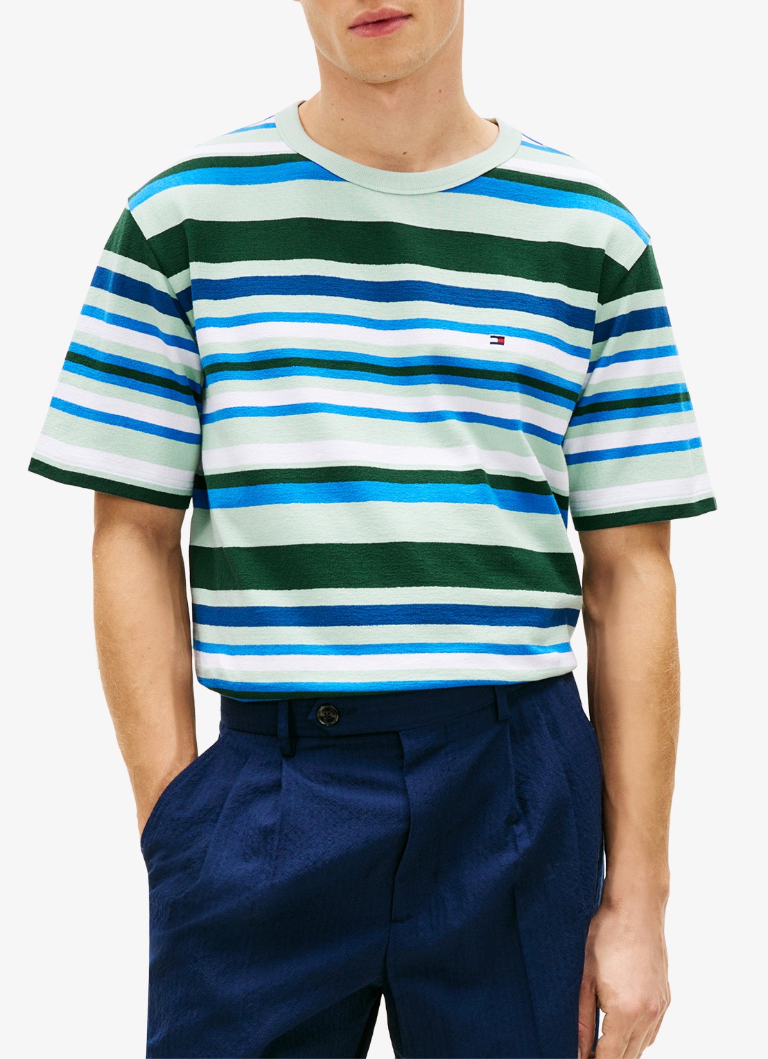 Tommy Hilfiger T-shirt met streepprint en logo - detail 4 mint