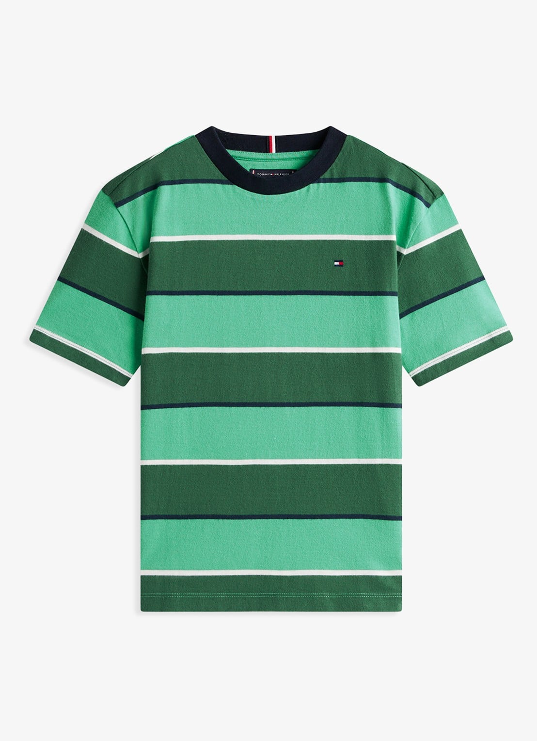 Tommy Hilfiger T-shirt met streepprint en logo - voorkant 2 groen