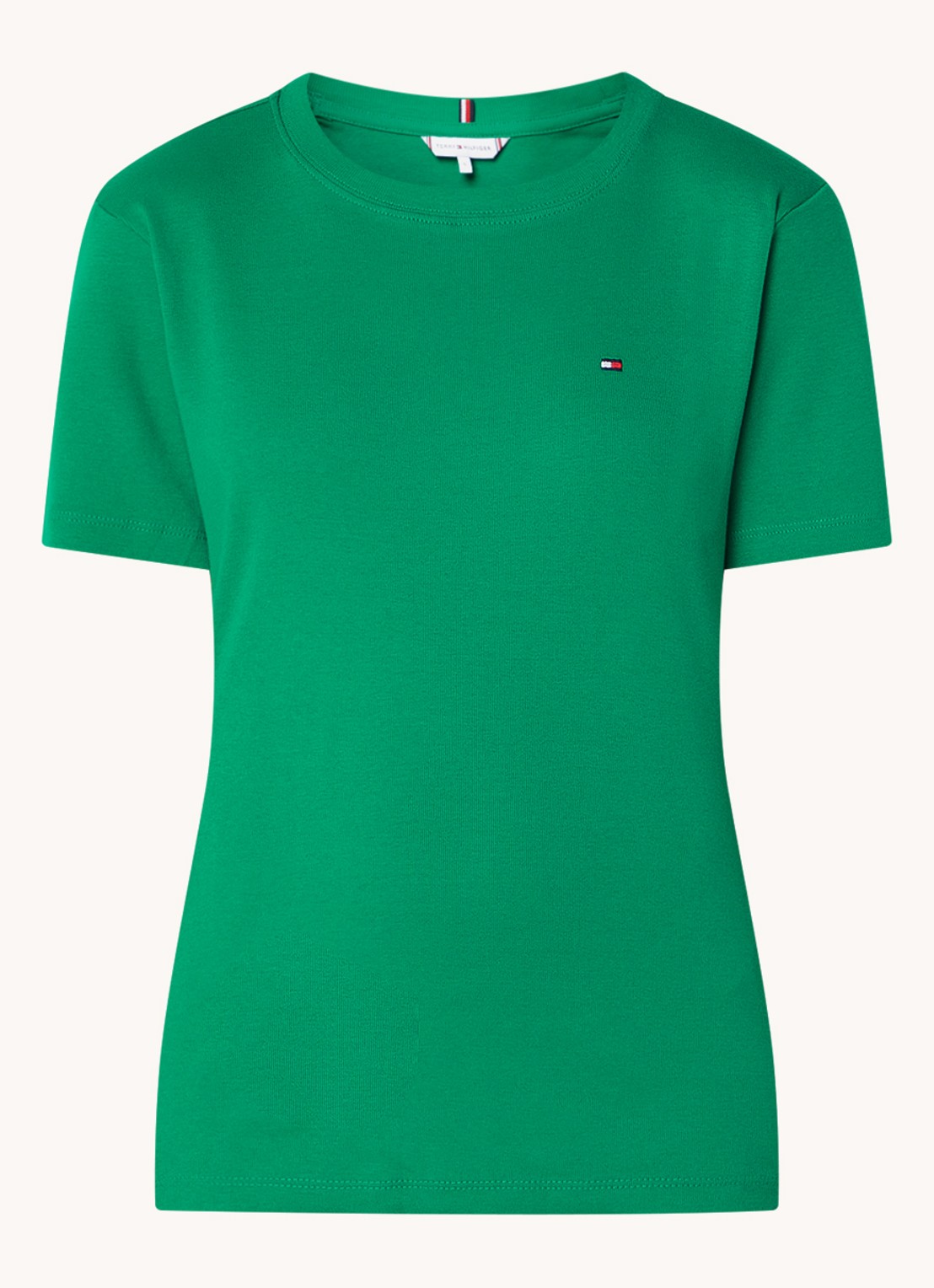 Tommy Hilfiger T-shirt met streepprint - voorkant 4 olympic green / groen