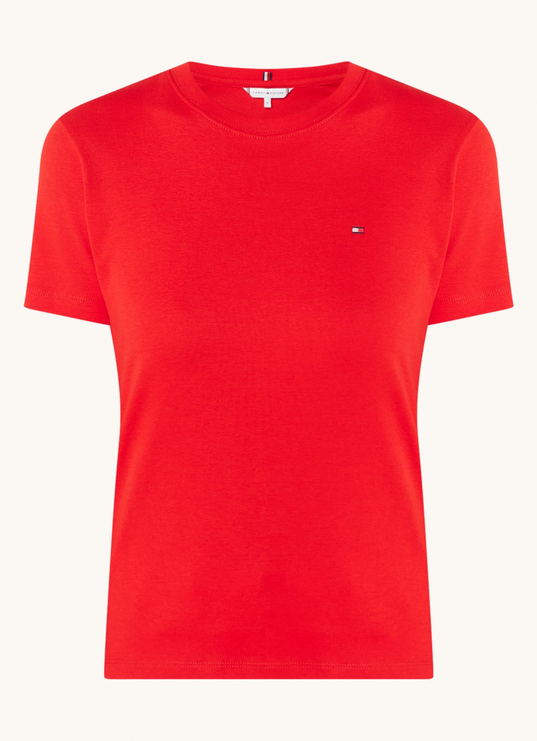 Tommy Hilfiger T-shirt met streepprint - voorkant 5 fierce red / rood