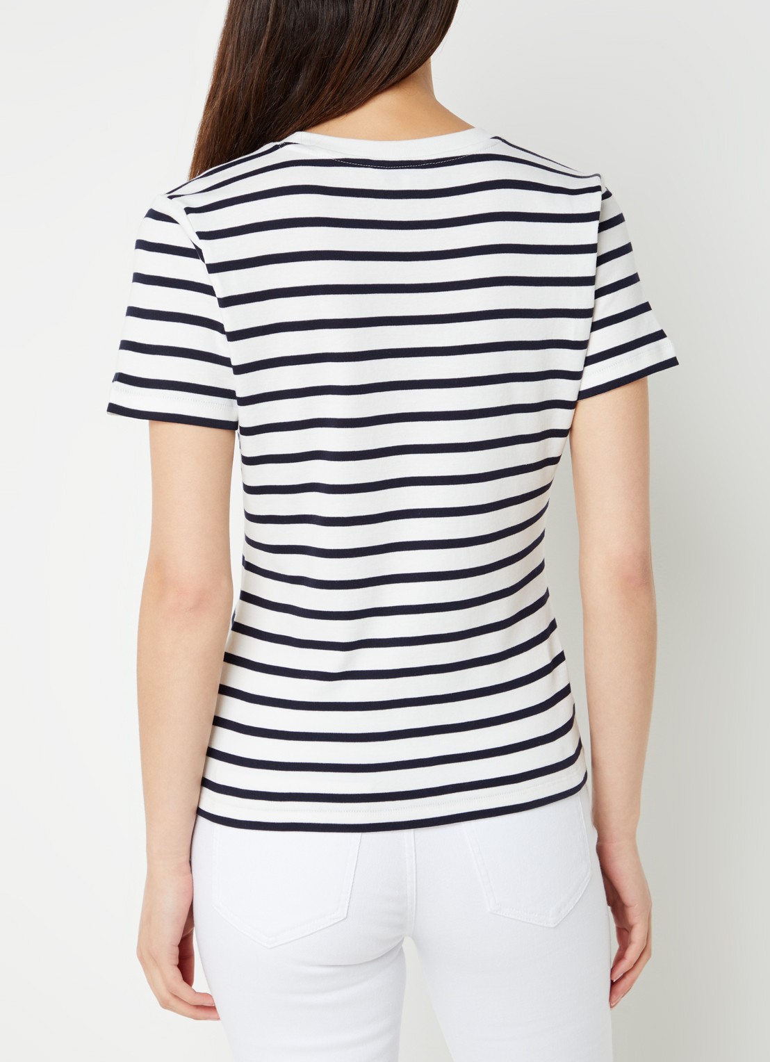 Tommy Hilfiger T-shirt met streepprint - achterkant breton ecru/dessert sky / wit