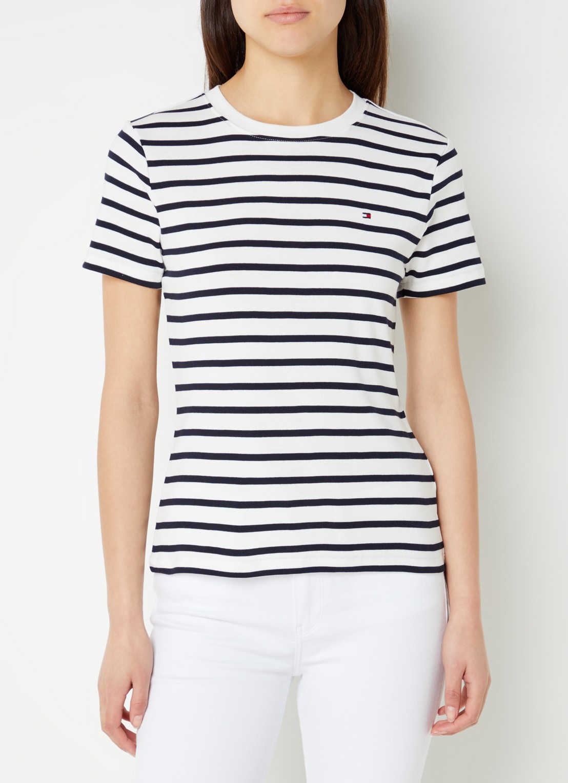 Tommy Hilfiger T-shirt met streepprint - detail 2 breton ecru/dessert sky / wit