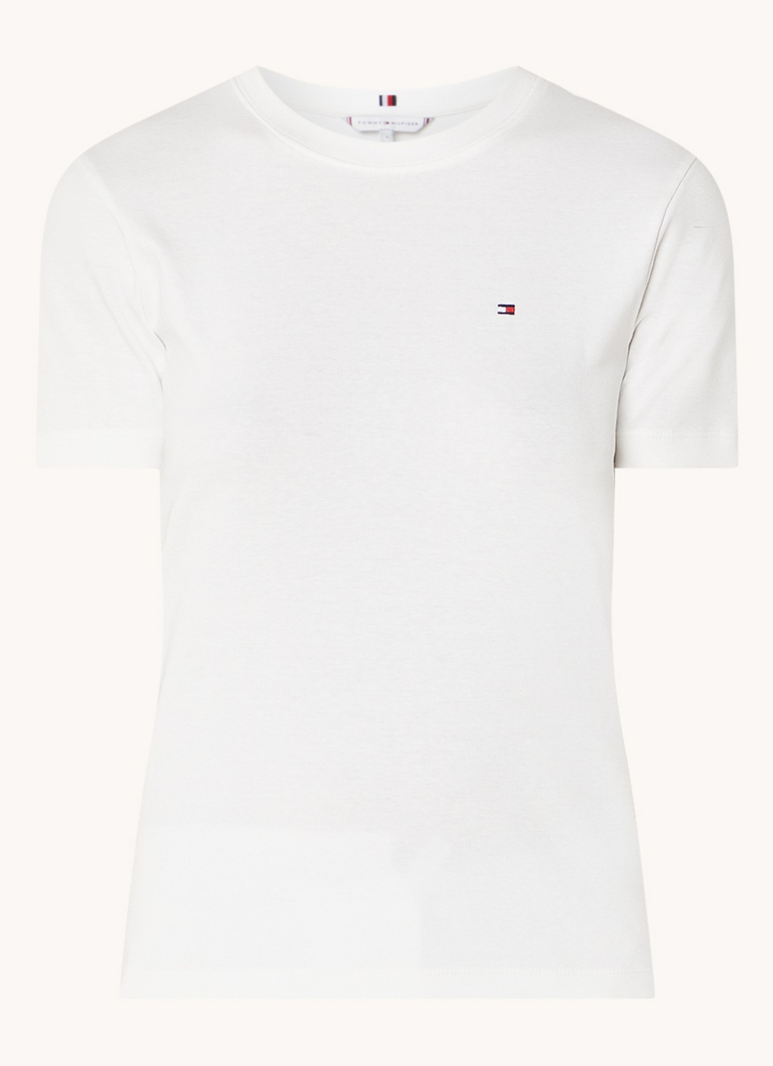 Tommy Hilfiger T-shirt met streepprint - voorkant 2 ecru  / wit