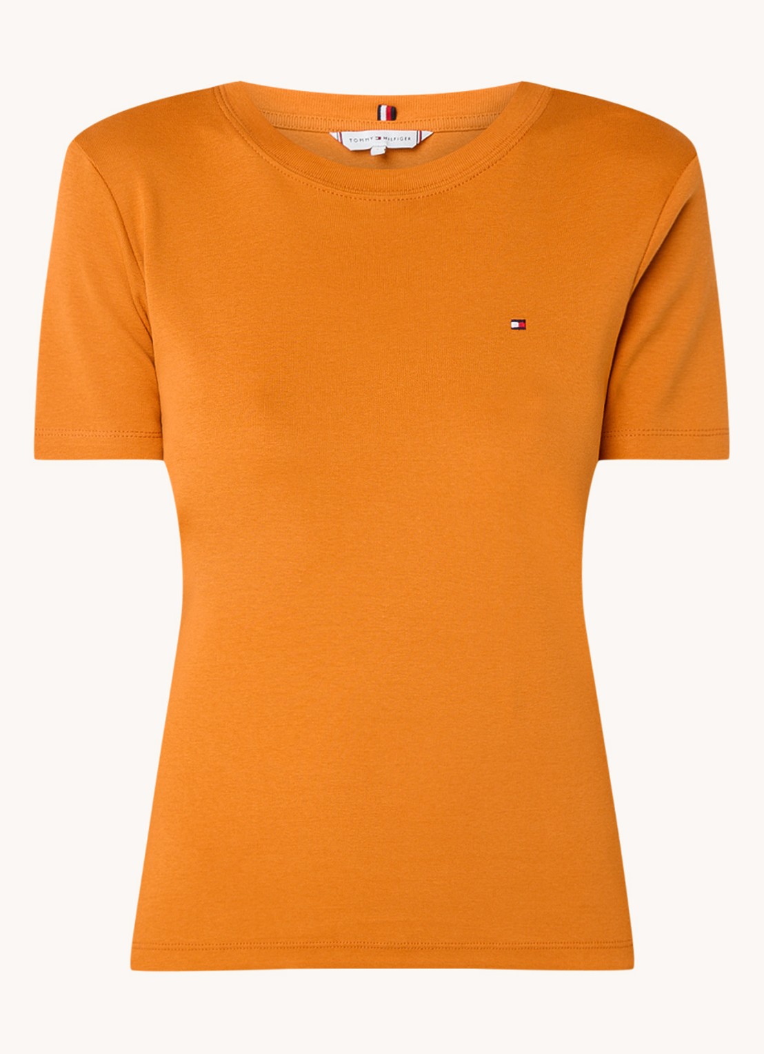 Tommy Hilfiger T-shirt met streepprint - voorkant 3 autumn orange / oranje