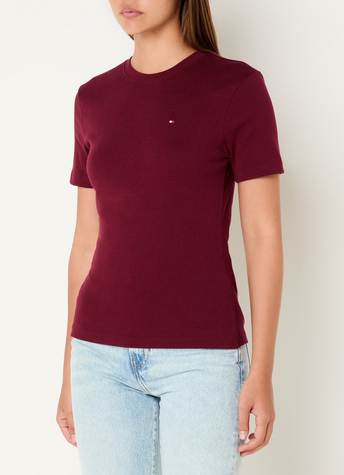 Tommy Hilfiger T-shirt met streepprint - detail deep rouge / rood