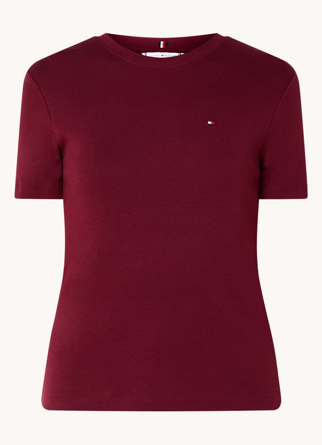 Tommy Hilfiger T-shirt met streepprint - voorkant 2 deep rouge / rood