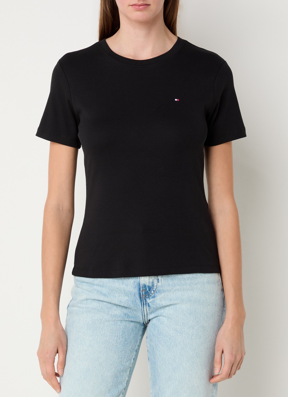 Tommy Hilfiger T-shirt met streepprint - detail 4 black  / zwart