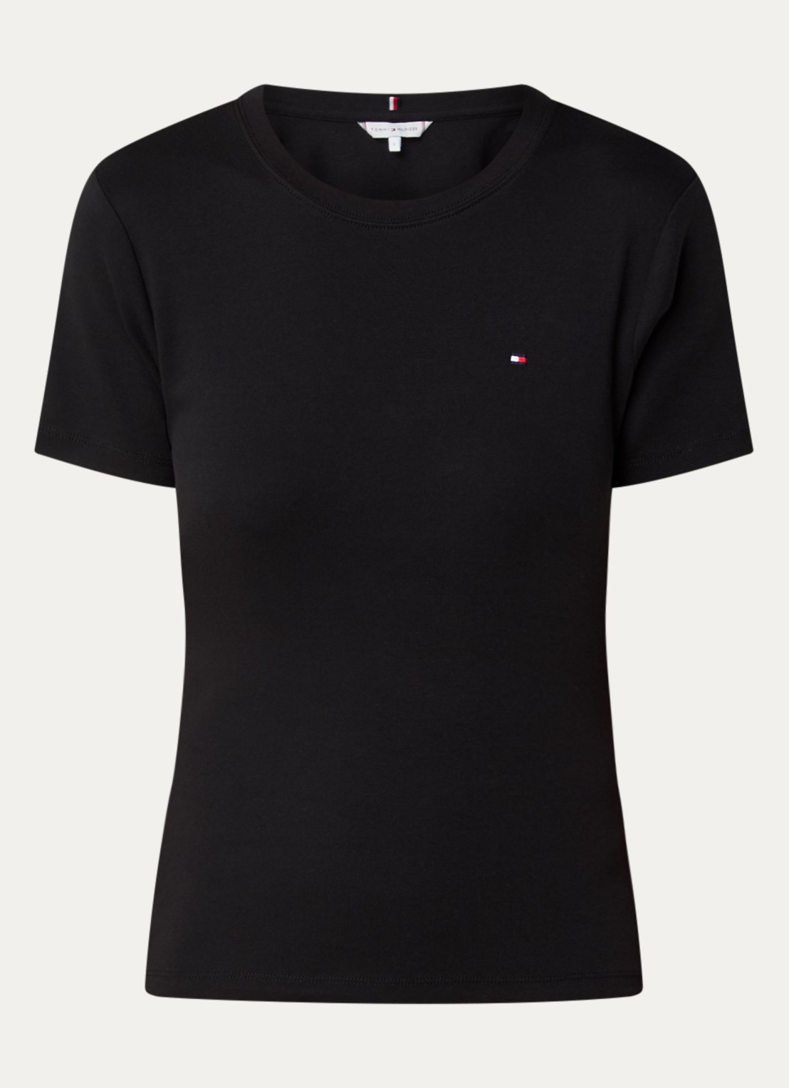 Tommy Hilfiger T-shirt met streepprint - voorkant 2 black  / zwart
