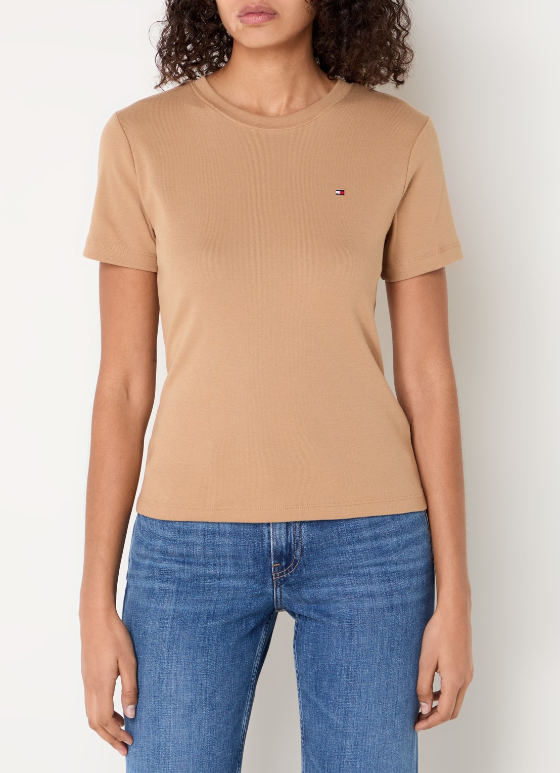 Tommy Hilfiger T-shirt met streepprint - detail safari canvas / beige