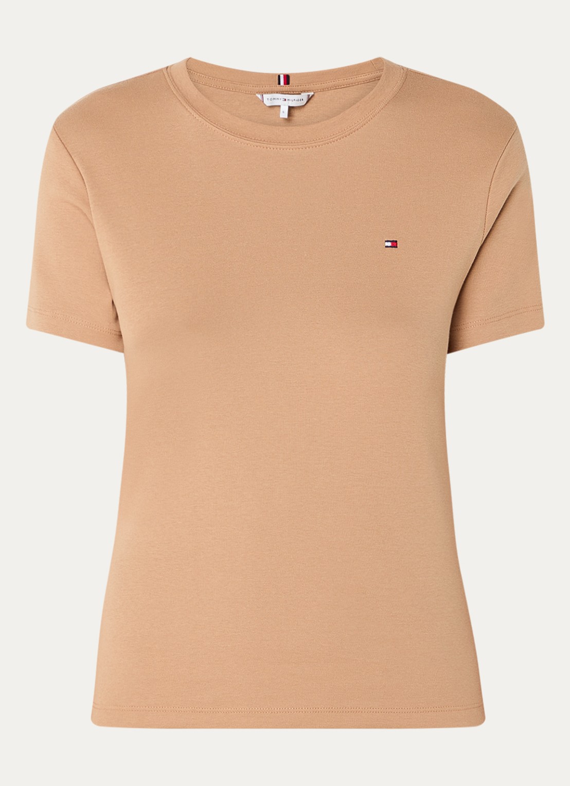 Tommy Hilfiger T-shirt met streepprint - voorkant 3 safari canvas / beige