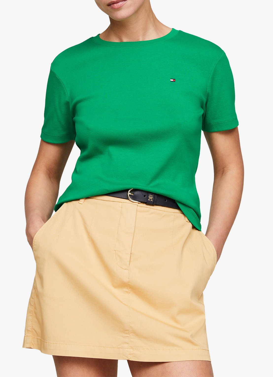 Tommy Hilfiger T-shirt met streepprint - detail 2 olympic green / groen
