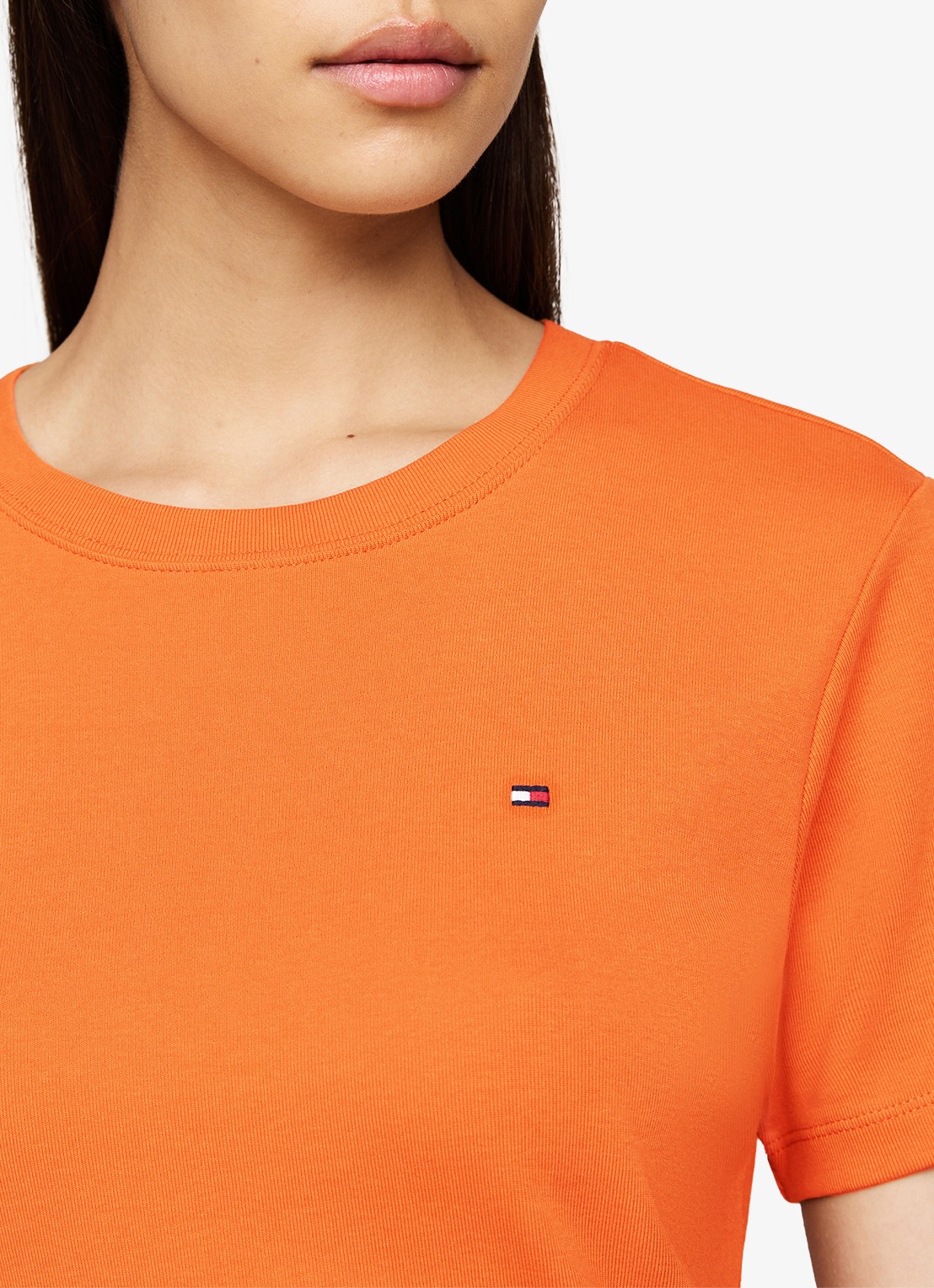 Tommy Hilfiger T-shirt met streepprint - detail 2 autumn orange / oranje