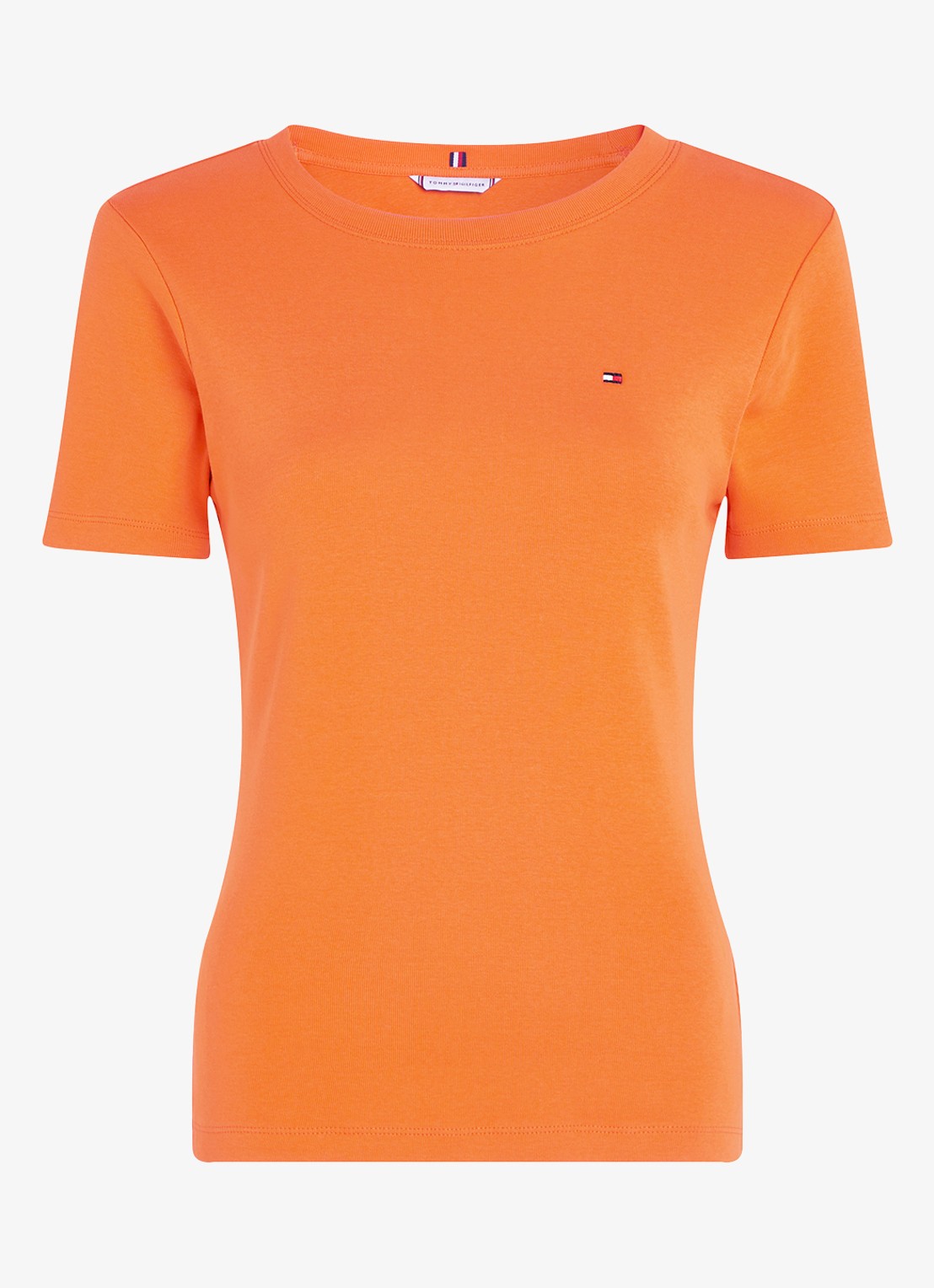 Tommy Hilfiger T-shirt met streepprint - voorkant 3 autumn orange / oranje