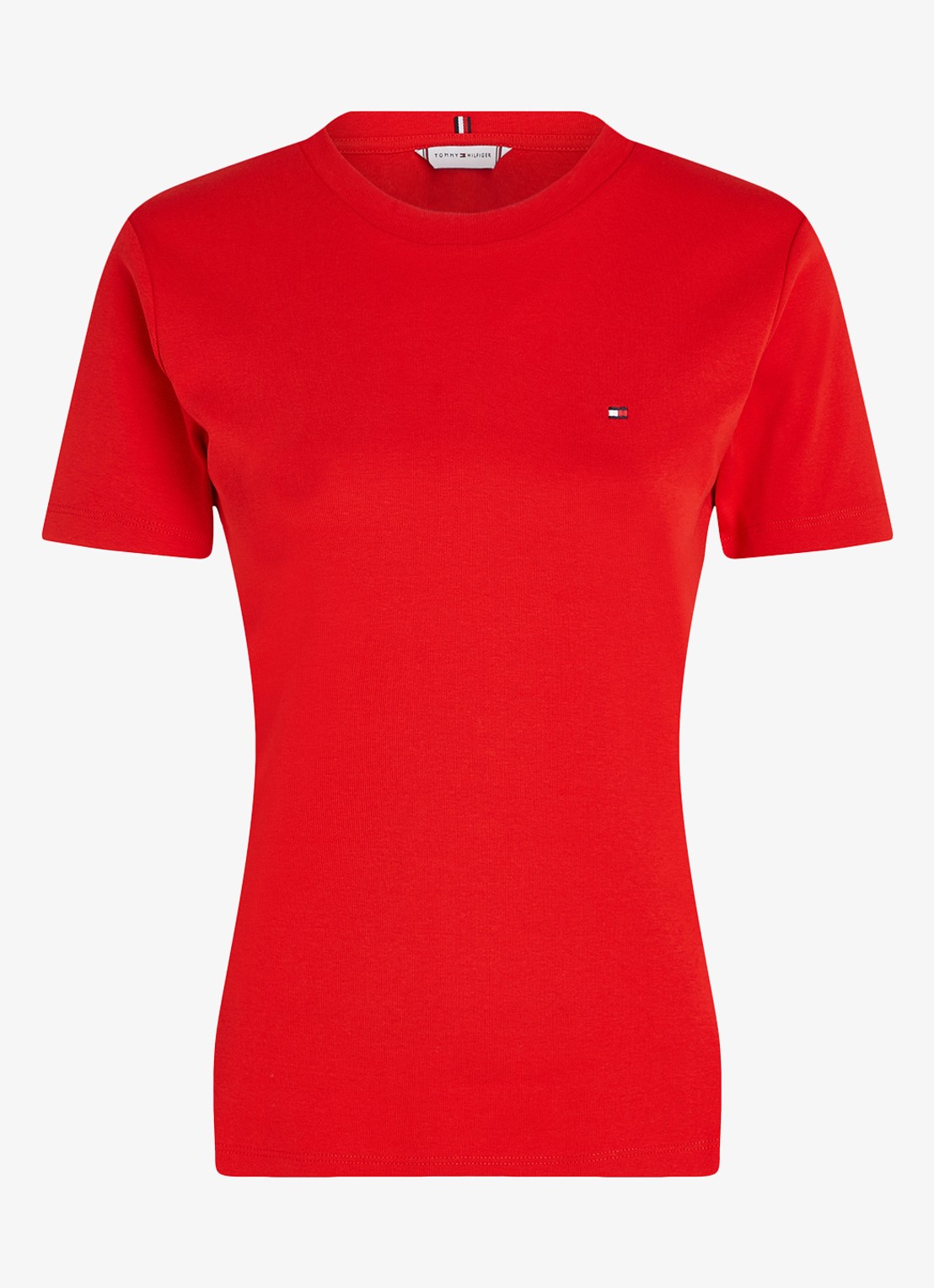Tommy Hilfiger T-shirt met streepprint - voorkant 5 fierce red / rood