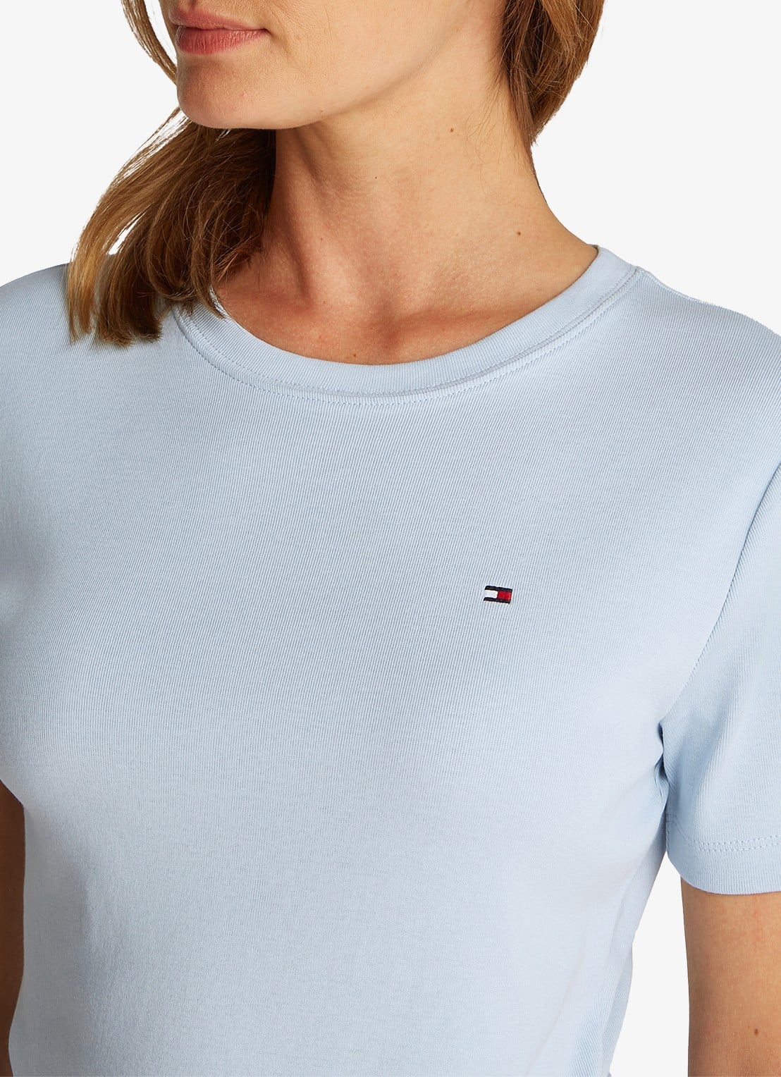 Tommy Hilfiger T-shirt met streepprint - detail 4 breezy blue / blauw