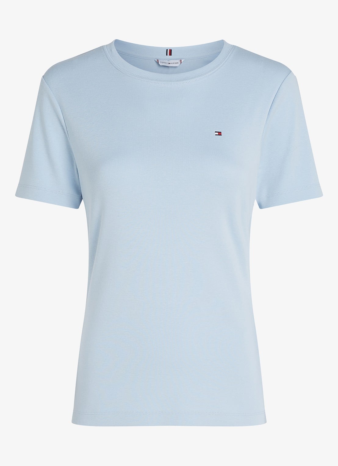 Tommy Hilfiger T-shirt met streepprint - voorkant breezy blue / blauw