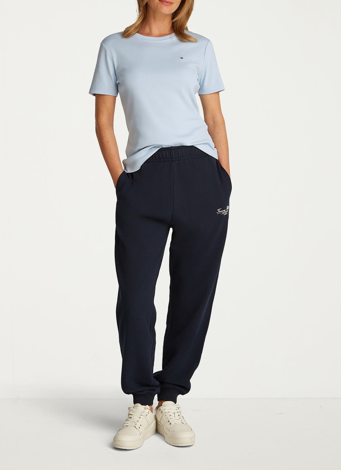 Tommy Hilfiger T-shirt met streepprint - voorkant 2 breezy blue / blauw