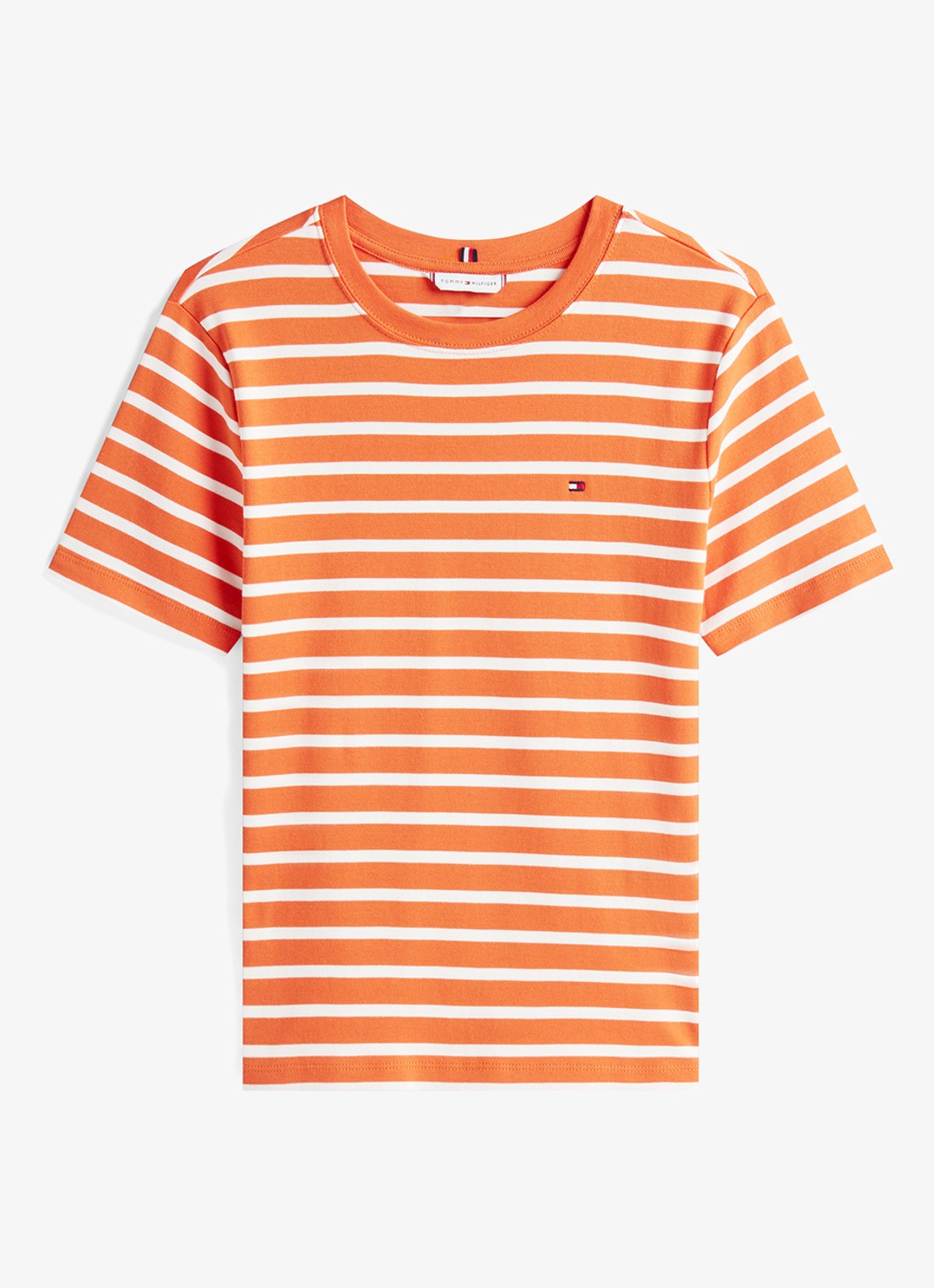 Tommy Hilfiger T-shirt met streepprint - voorkant 3 oranje