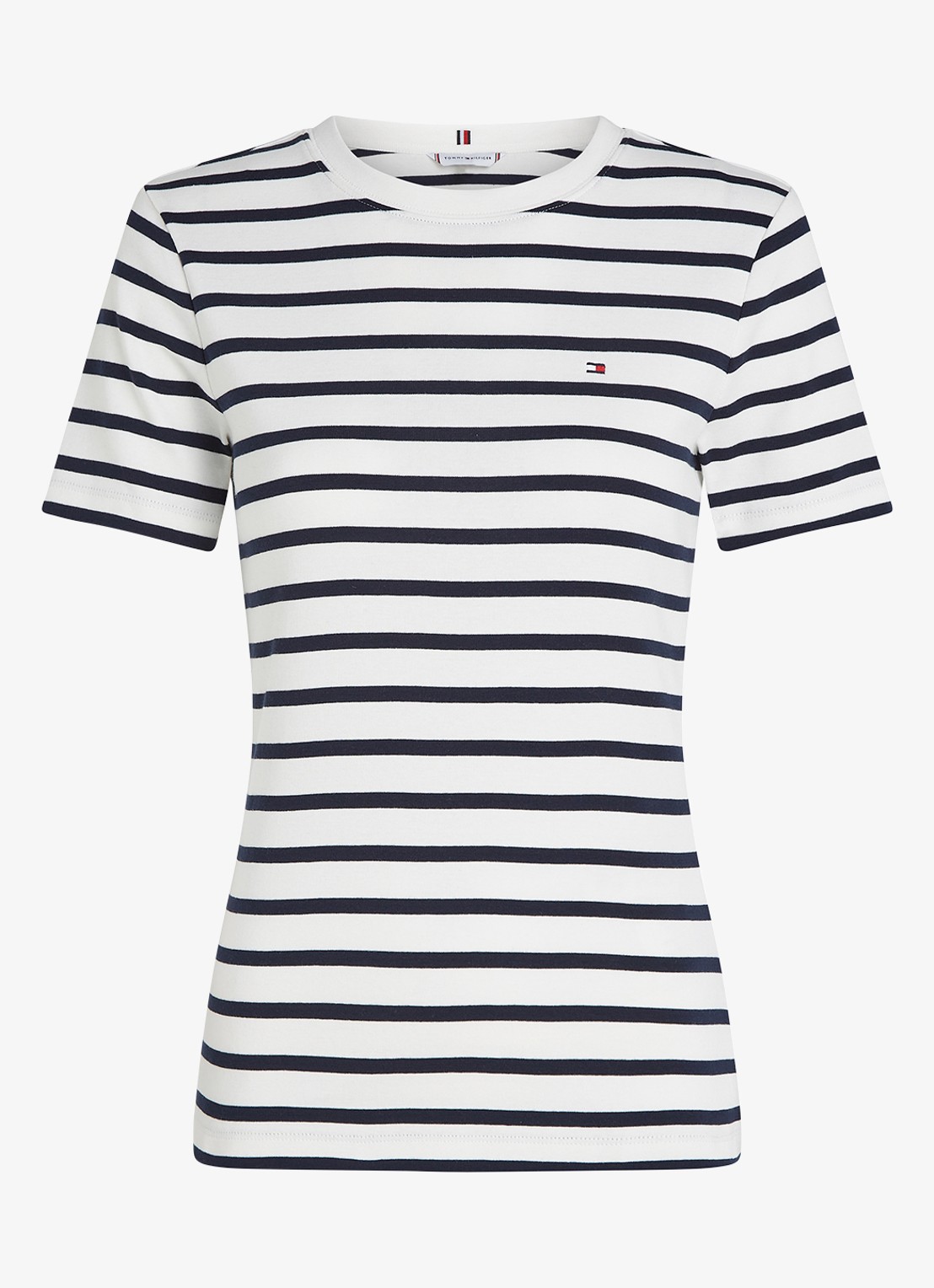 Tommy Hilfiger T-shirt met streepprint - voorkant 4 breton dark navy / blauw