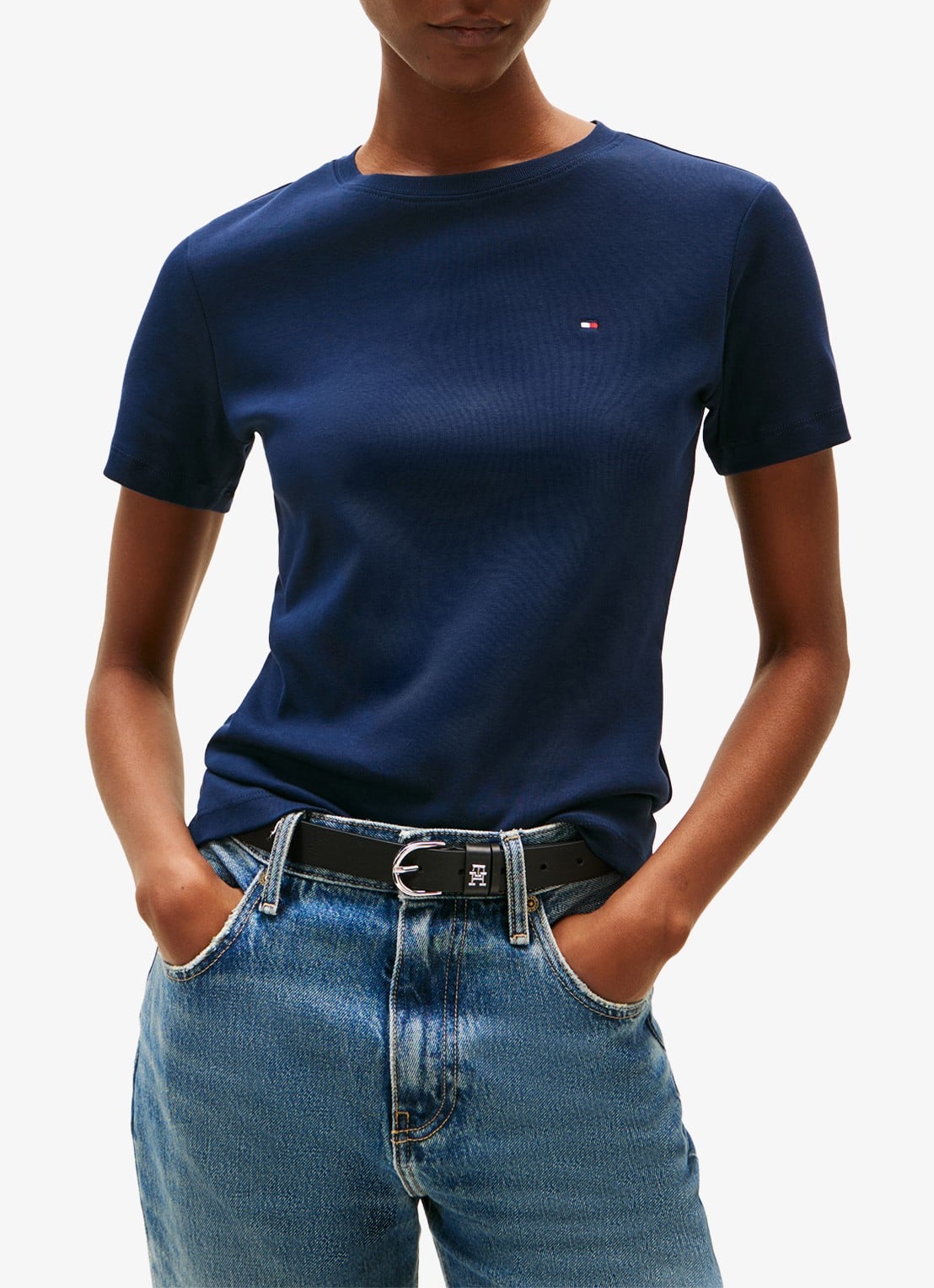Tommy Hilfiger T-shirt met streepprint - detail 3 dark night navy / blauw