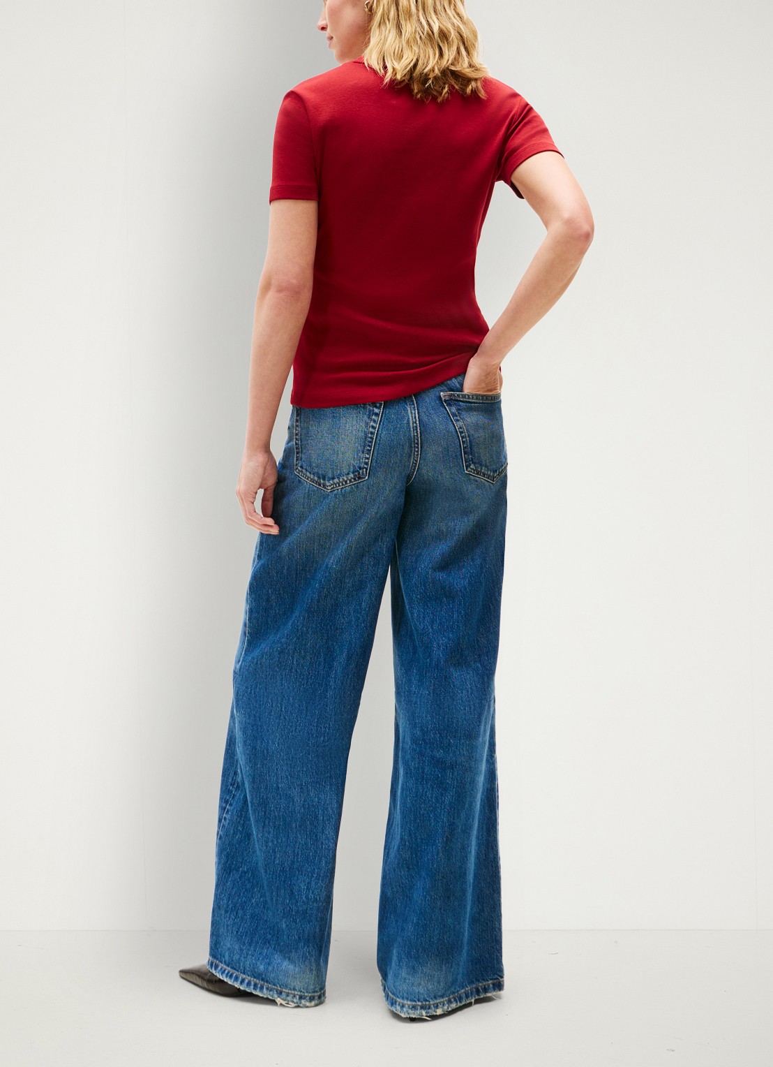 Tommy Hilfiger T-shirt met streepprint - achterkant regatta red / rood