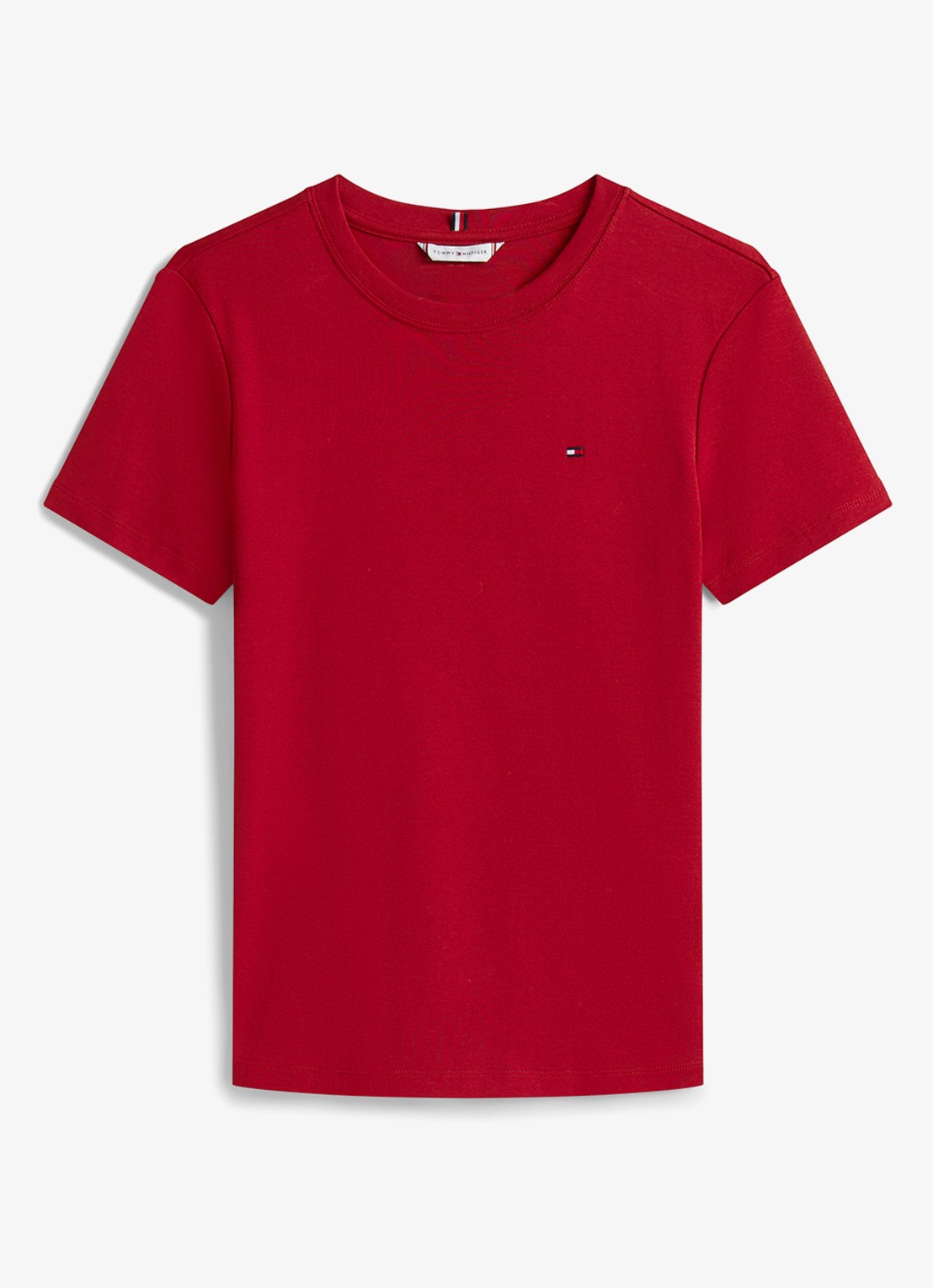 Tommy Hilfiger T-shirt met streepprint - voorkant 4 regatta red / rood