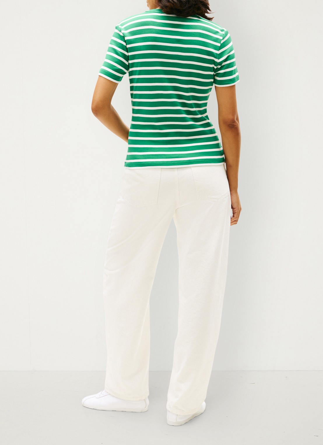 Tommy Hilfiger T-shirt met streepprint - achterkant 5 nouveau green / groen