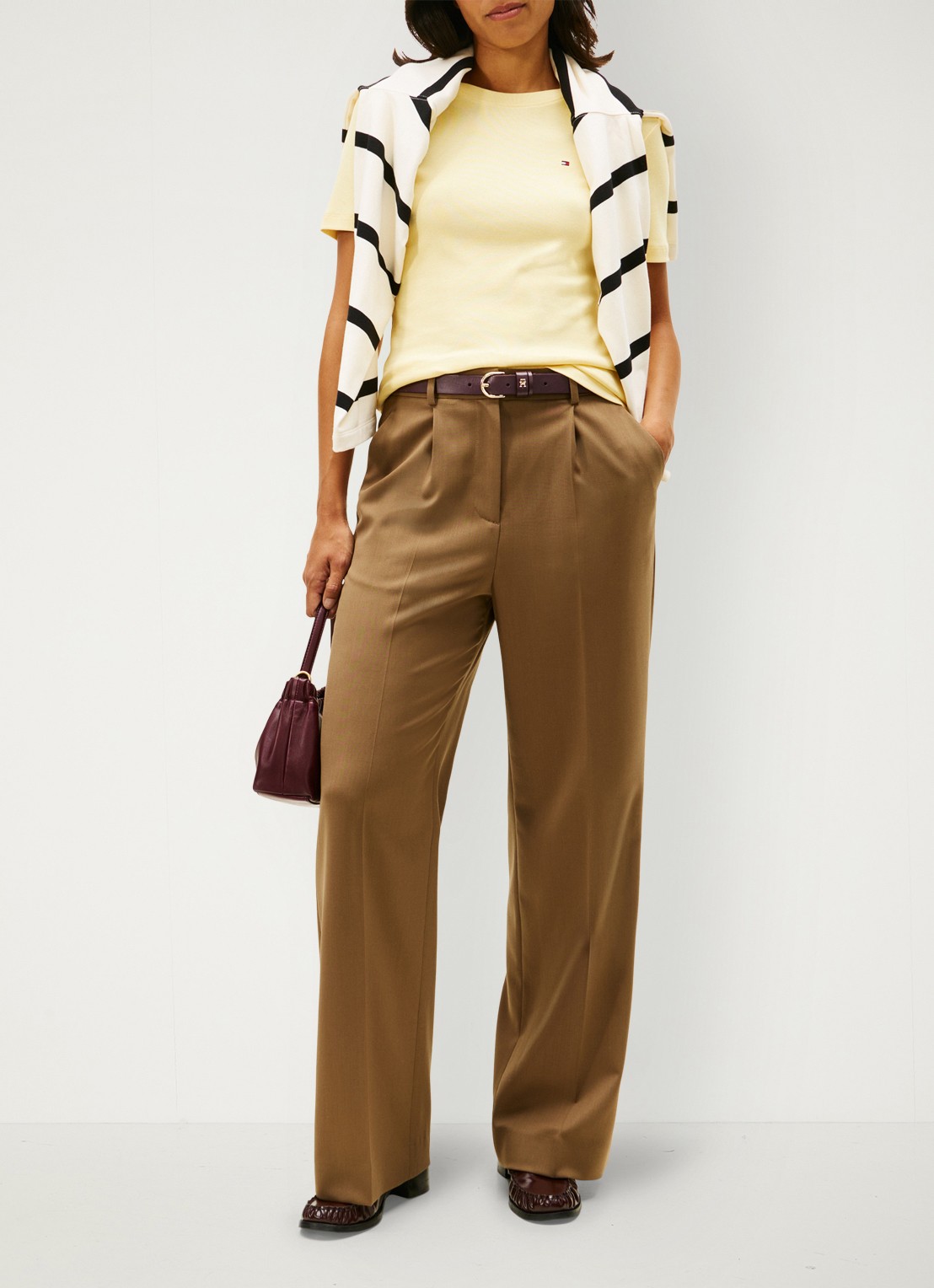 Tommy Hilfiger T-shirt met streepprint - voorkant 3 zesty yellow / geel