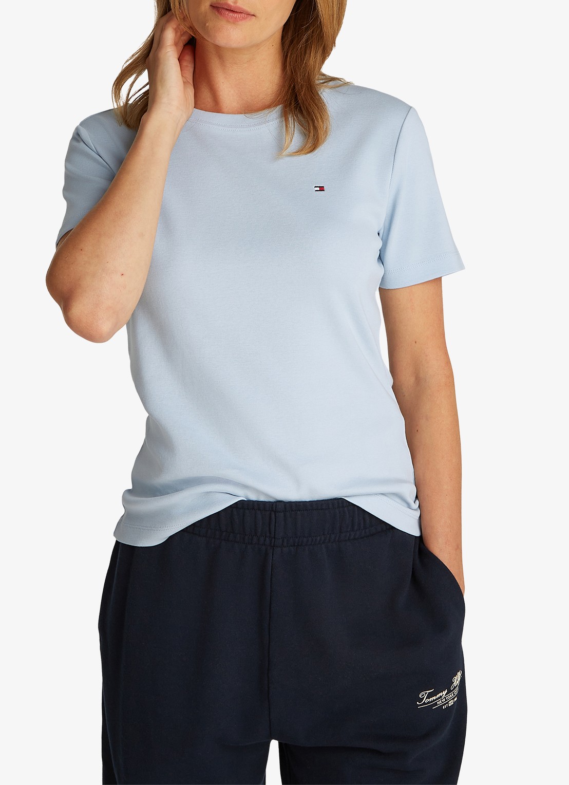 Tommy Hilfiger T-shirt met streepprint - detail 3 breezy blue / lichtblauw