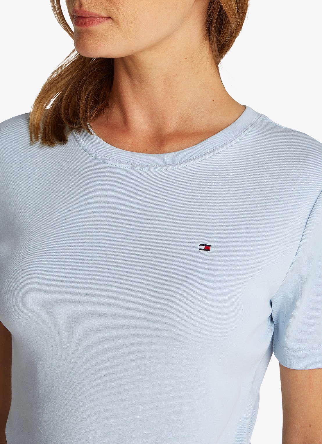 Tommy Hilfiger T-shirt met streepprint - detail 4 breezy blue / lichtblauw