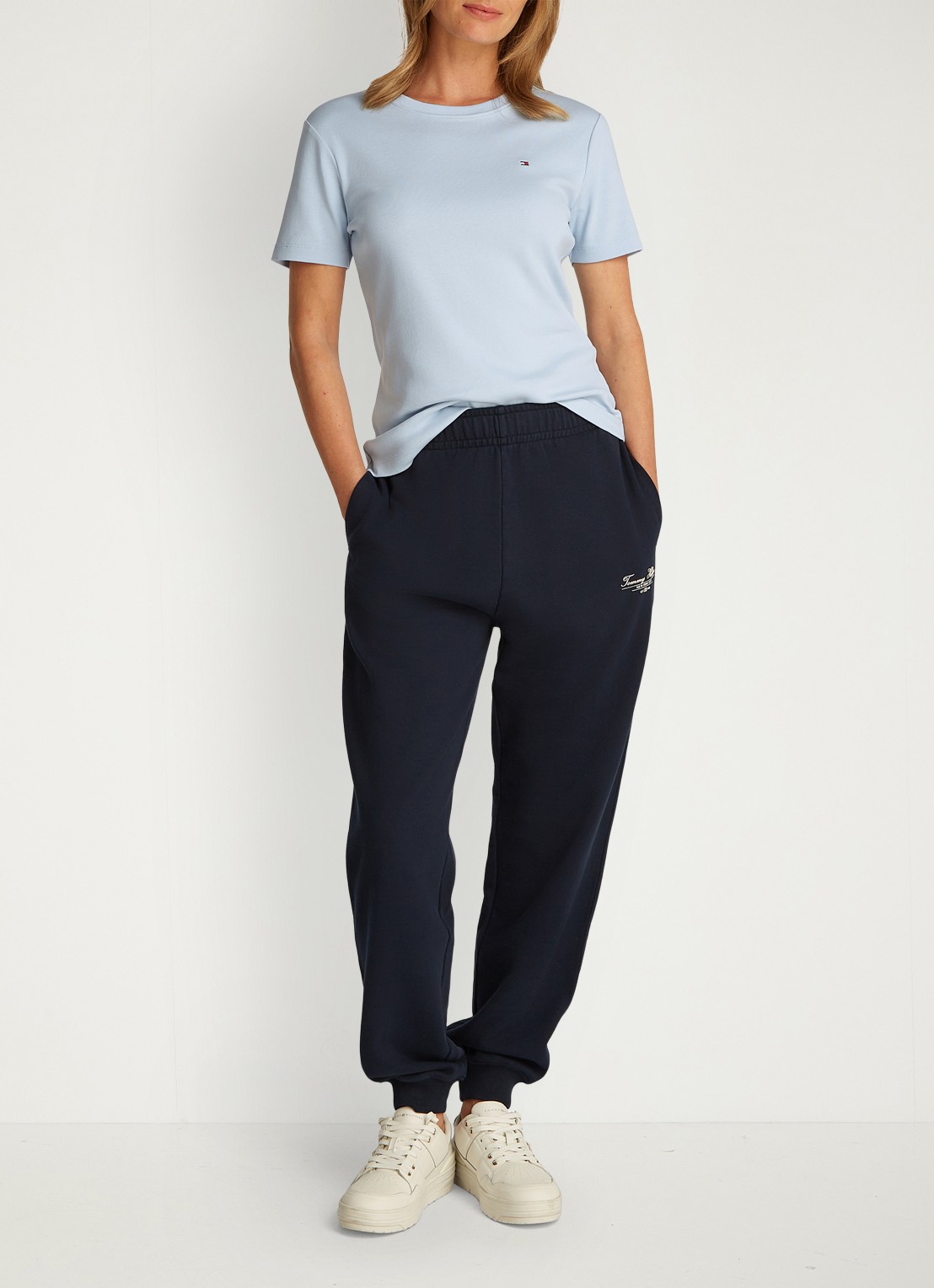 Tommy Hilfiger T-shirt met streepprint - voorkant 2 breezy blue / lichtblauw