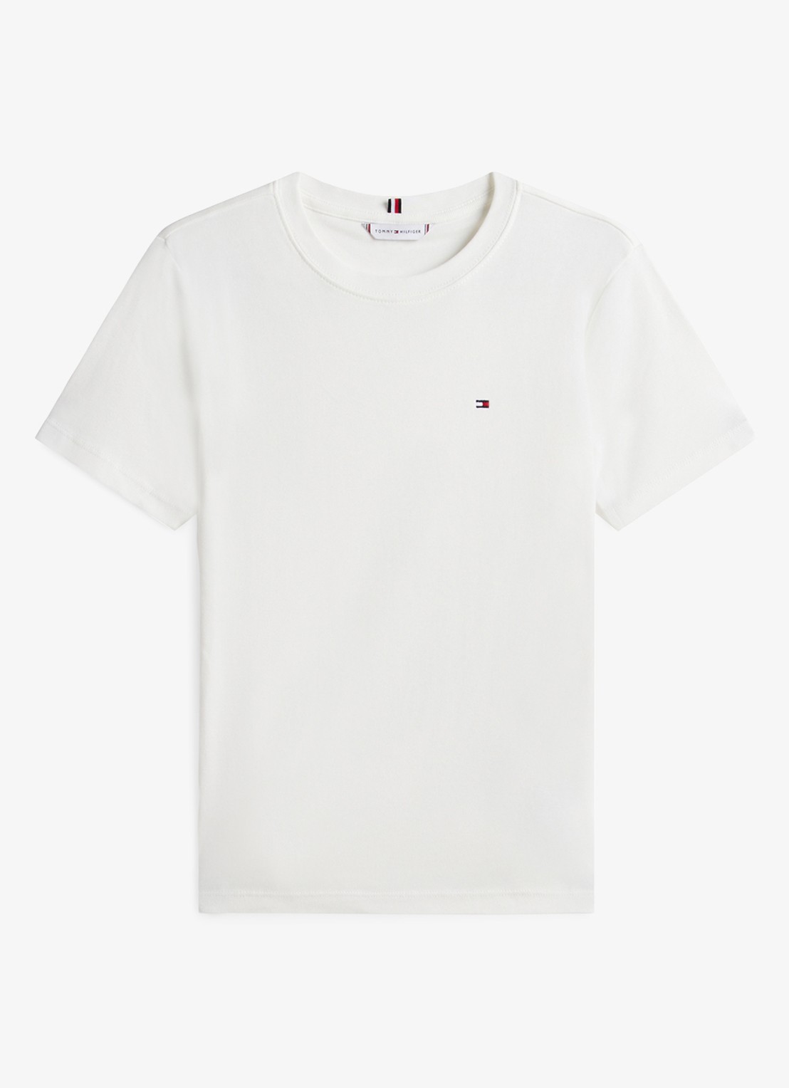 Tommy Hilfiger T-shirt met streepprint - voorkant 3 gebroken wit
