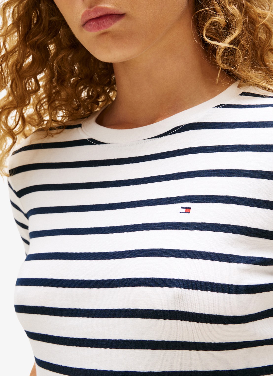 Tommy Hilfiger T-shirt met streepprint - detail 3 breton ecru dark night / donkerblauw