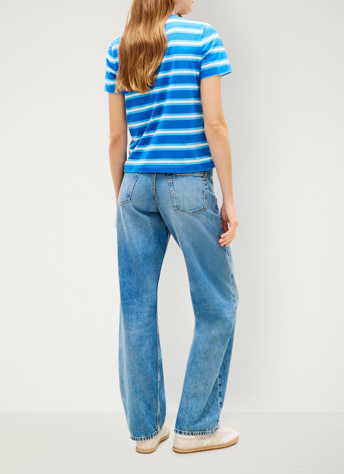 Tommy Hilfiger T-shirt met streepprint - achterkant 5 blauw