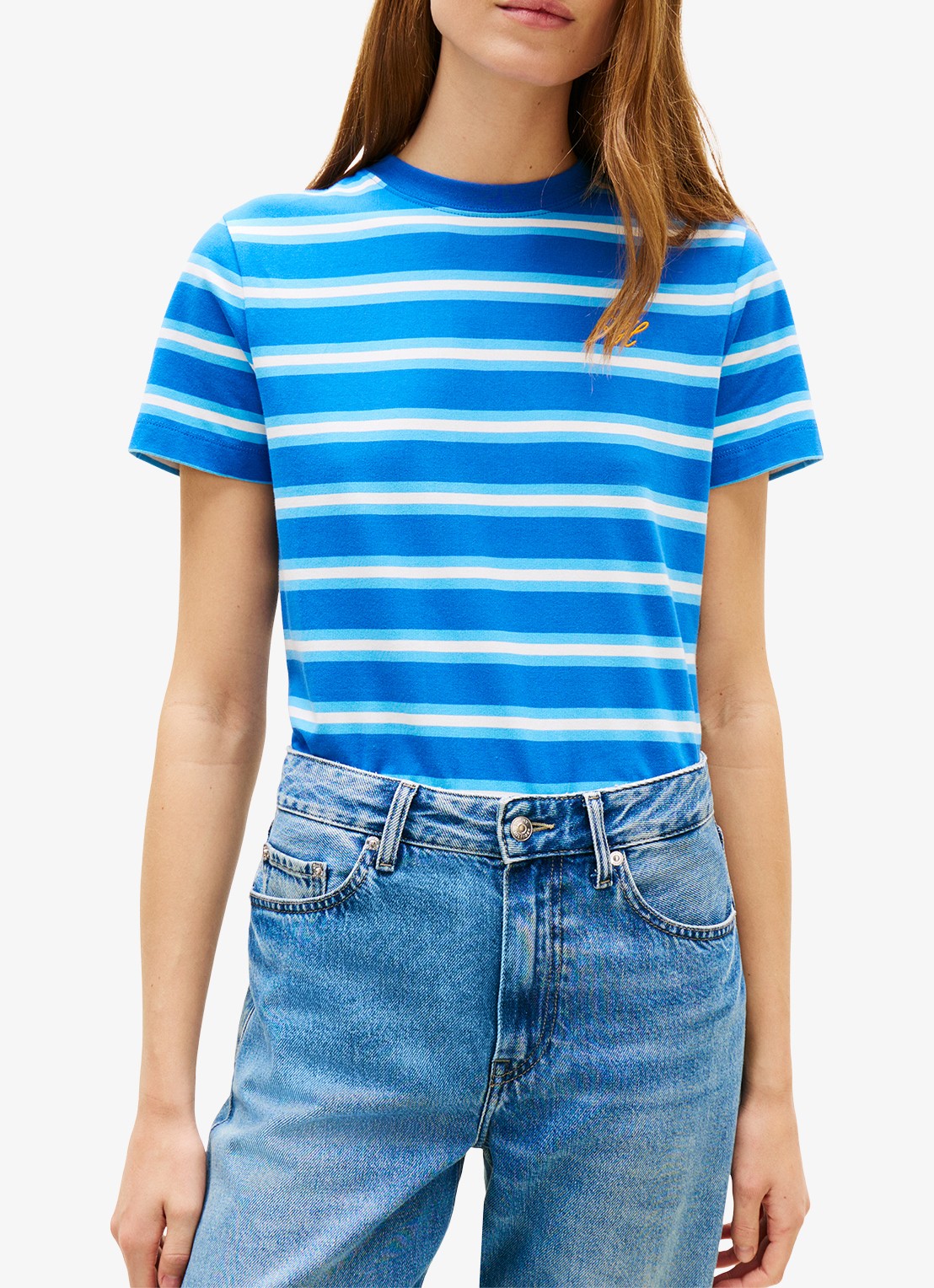 Tommy Hilfiger T-shirt met streepprint - detail 3 blauw
