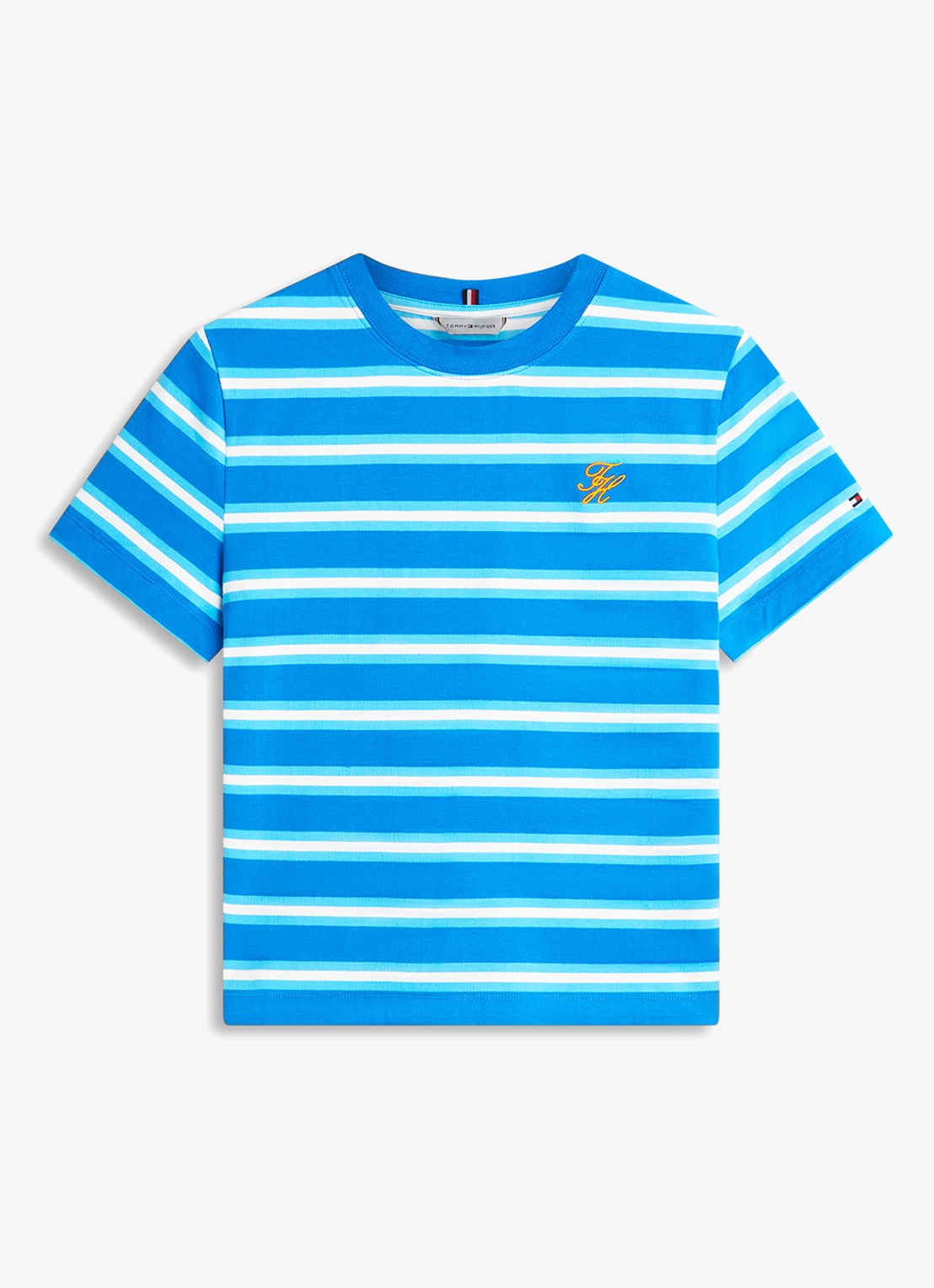 Tommy Hilfiger T-shirt met streepprint - voorkant blauw