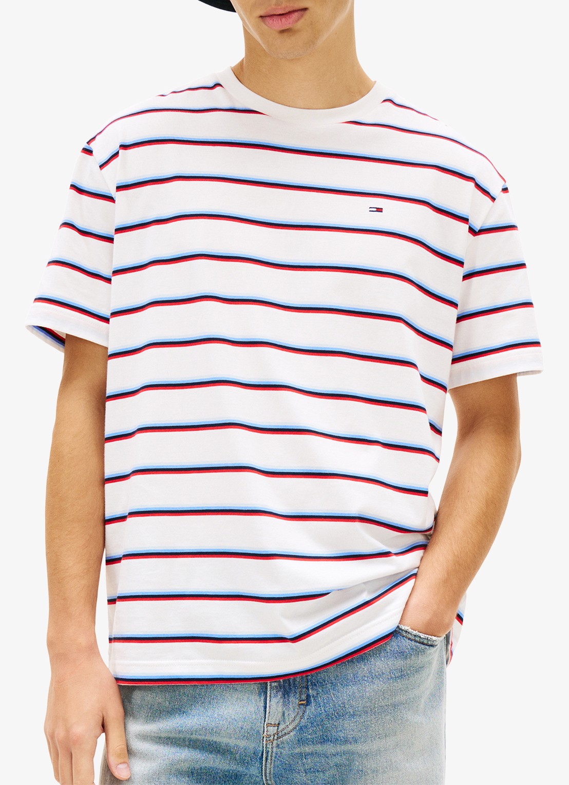 Tommy Hilfiger T-shirt met streepprint - detail 3 wit