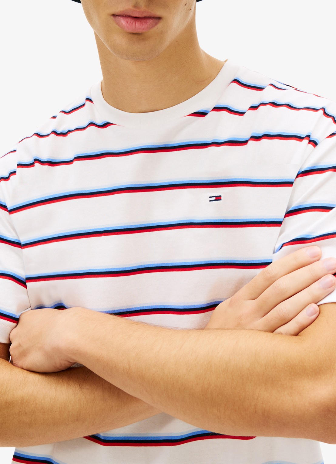 Tommy Hilfiger T-shirt met streepprint - detail 4 wit