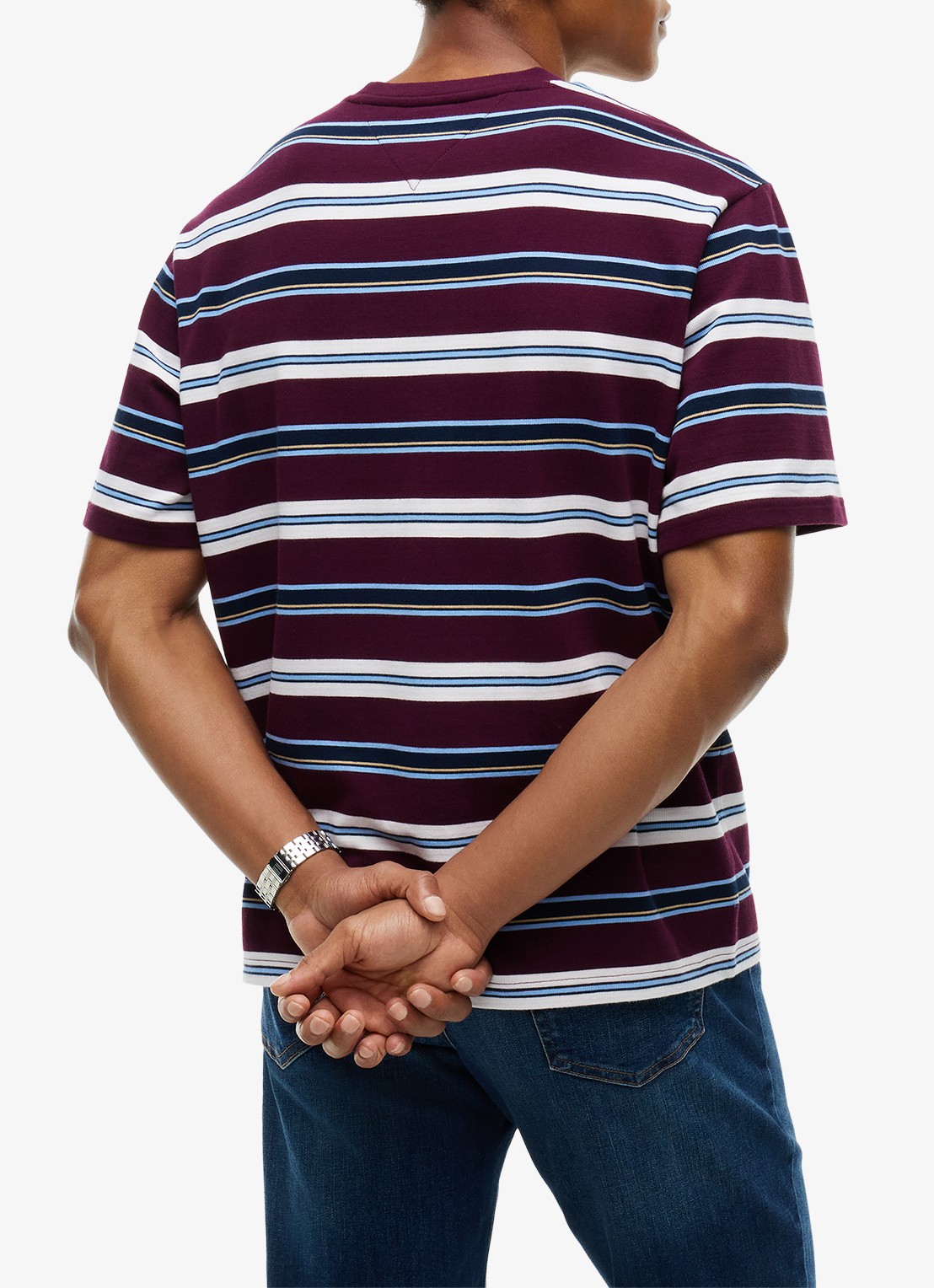 Tommy Hilfiger T-shirt met streepprint - achterkant 5 calypso berry stripe-v11 / rood