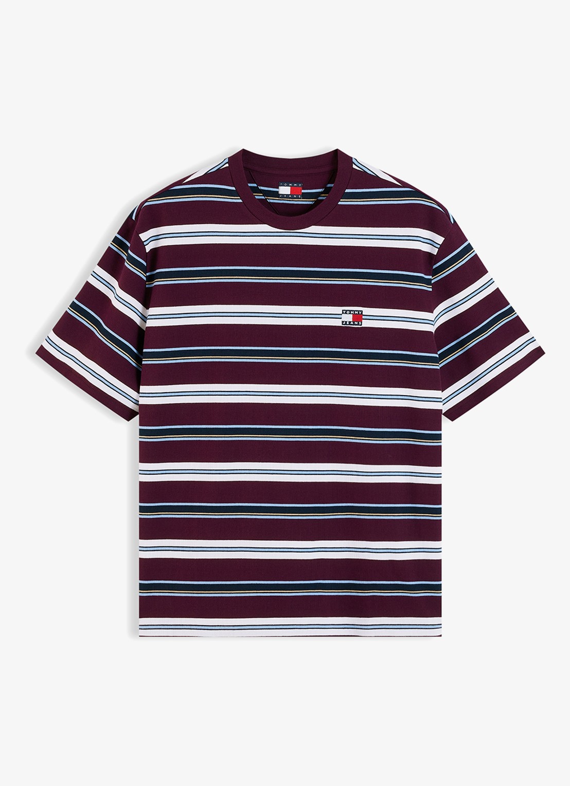 Tommy Hilfiger T-shirt met streepprint - voorkant calypso berry stripe-v11 / rood