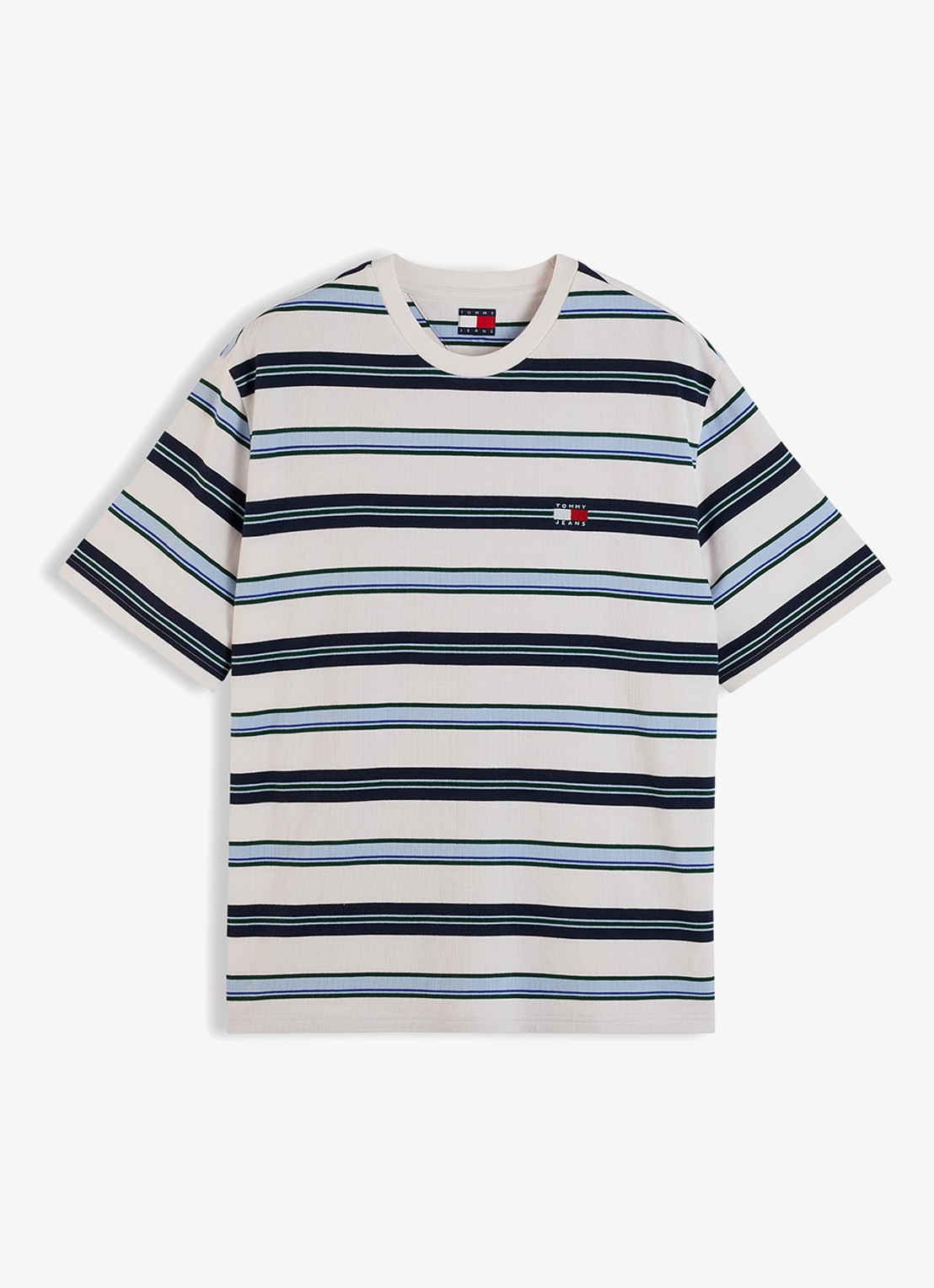 Tommy Hilfiger T-shirt met streepprint - voorkant 2 off white stripe-ybh / wit