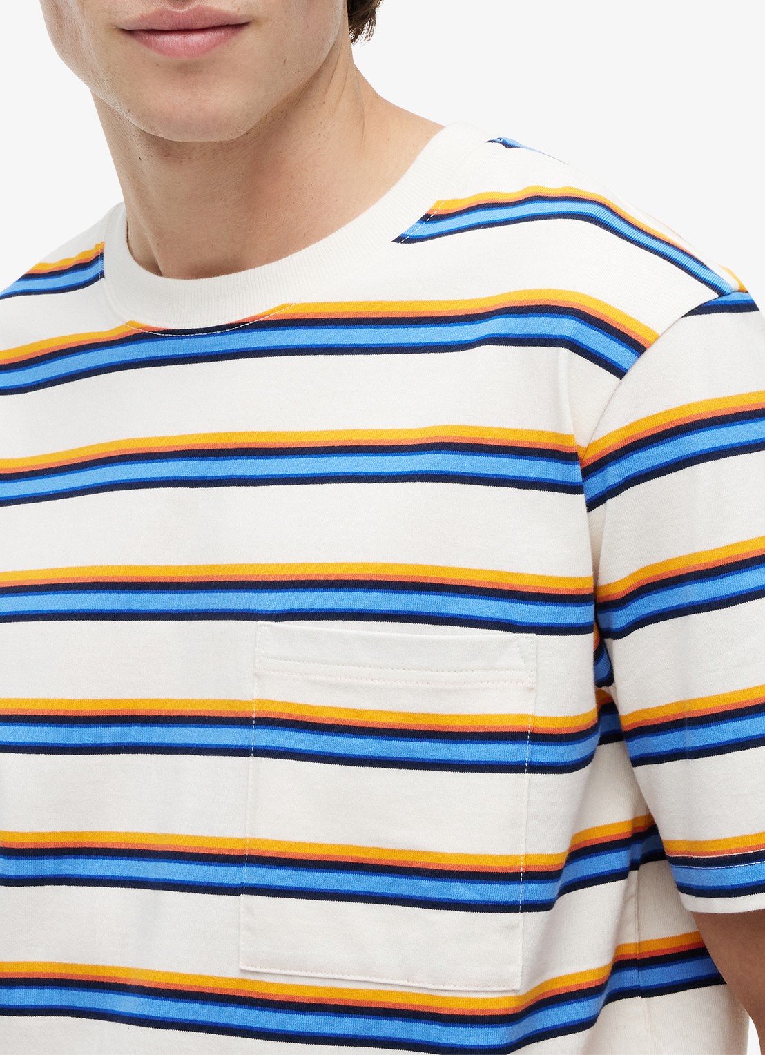 Tommy Hilfiger T-shirt met streepprint - detail 5 ivoor