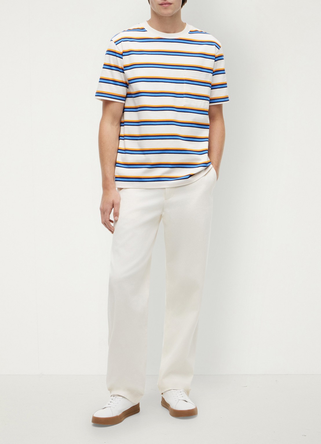 Tommy Hilfiger T-shirt met streepprint - voorkant 2 ivoor